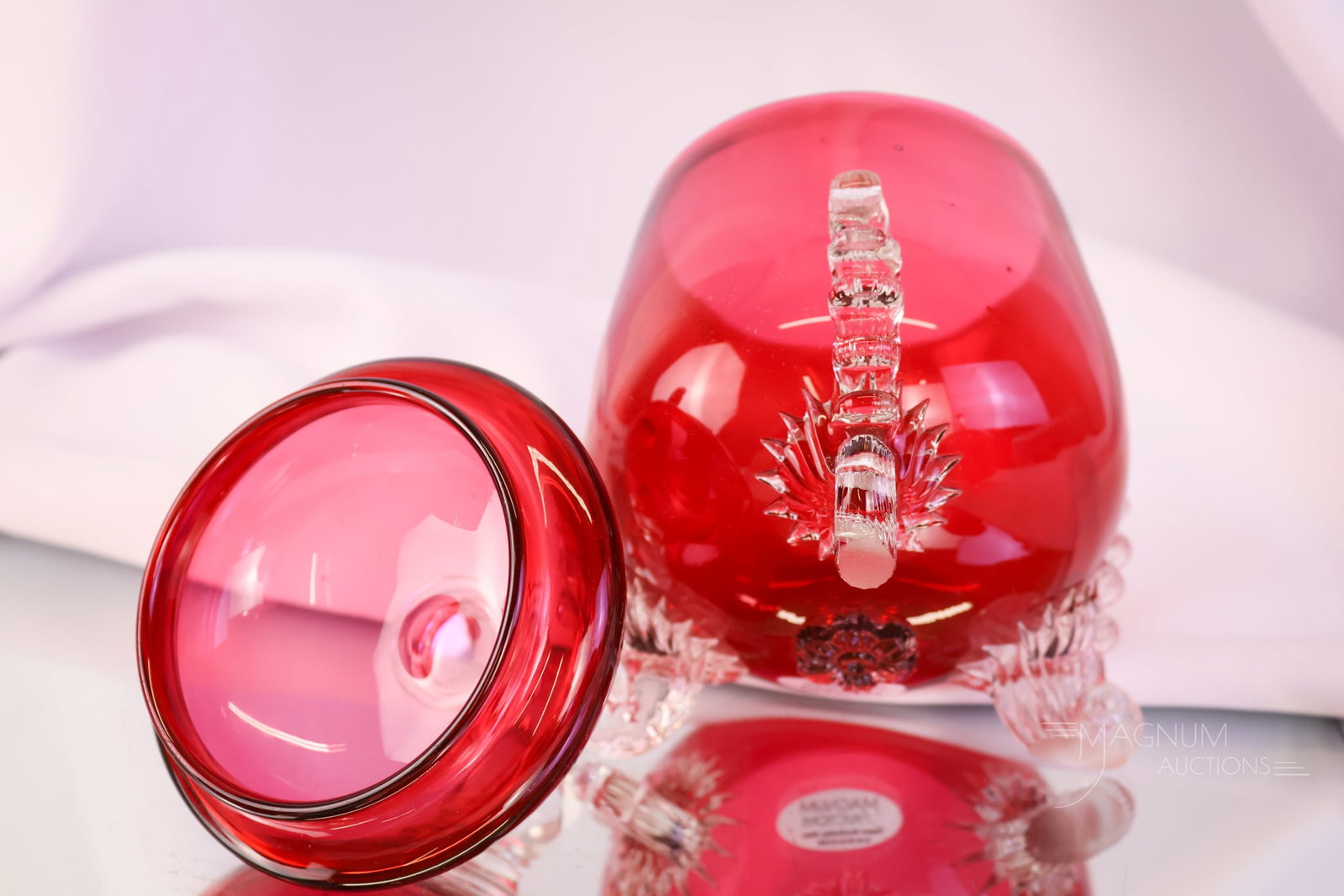 4 pc Hobbs Victorian Leighton Ruby Glass Table Set - 9