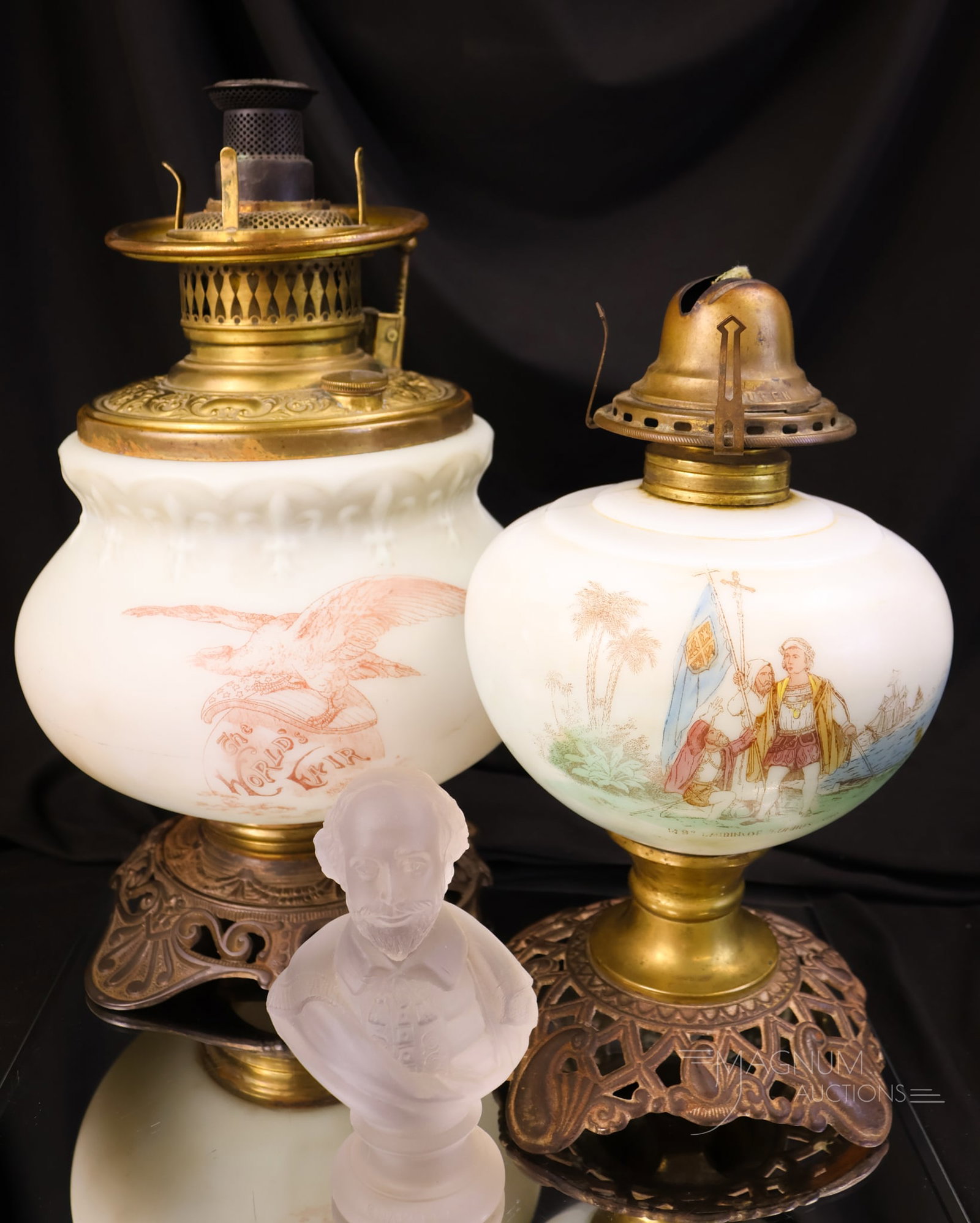3 pc Lot Colombian & More World's Fair Items Lamp Bases & More (1 of 16)