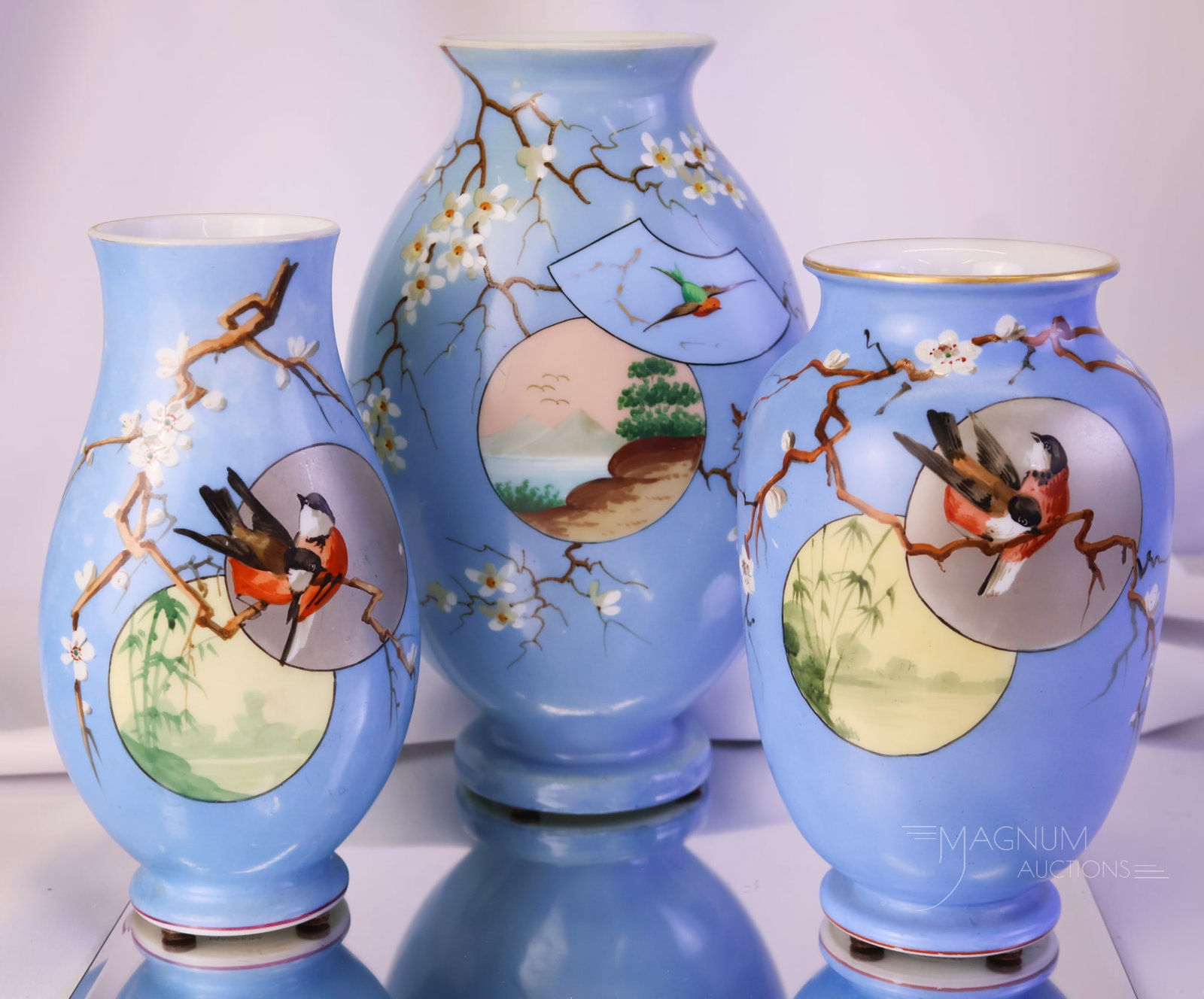 3 pc Lot Baccarat Japonisme Victorian Glass Vases (1 of 7)