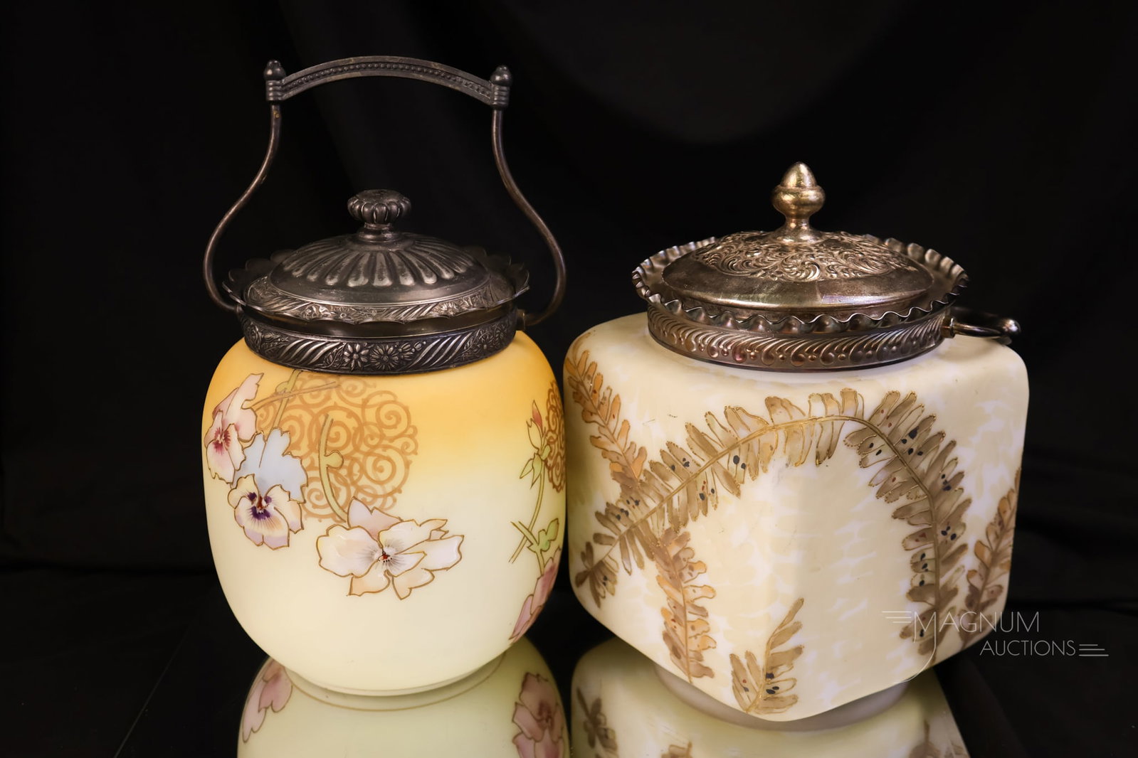 2 pc Lot Mt. Washington Glass Crown Milano Victorian Biscuit Jars (1 of 11)