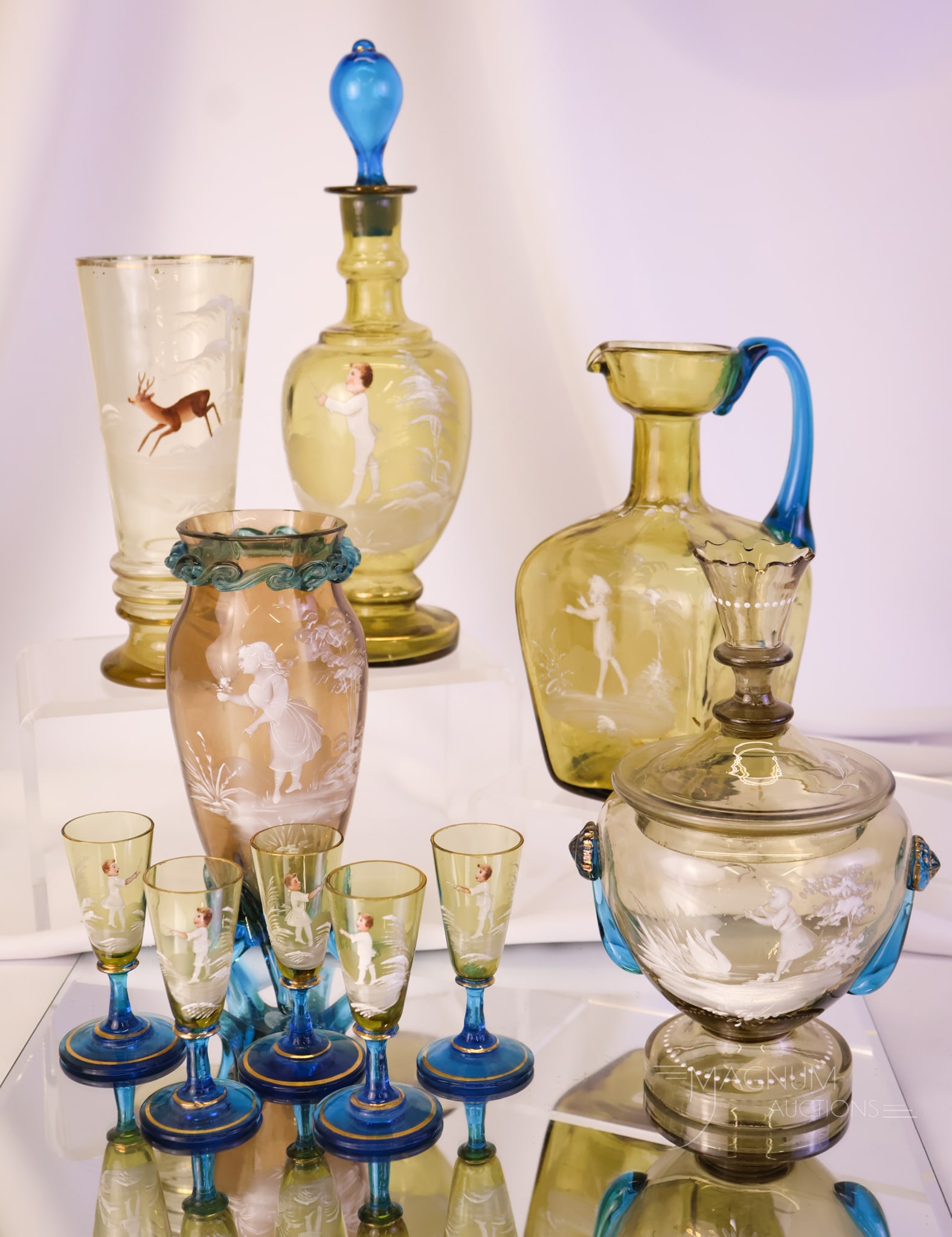 10 pc Lot Victorian Mary Gegory Decorated Glass (1 of 11)