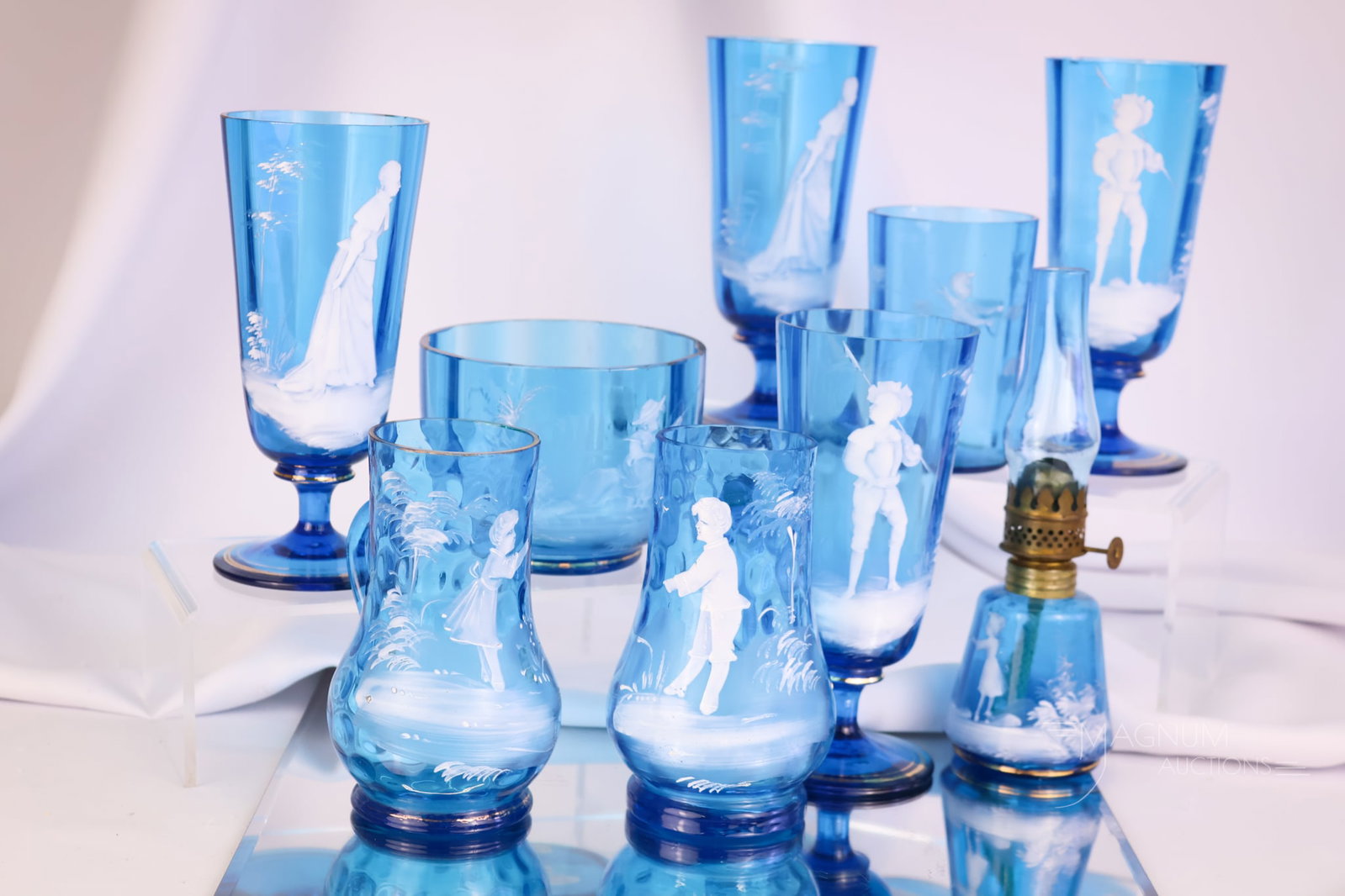 9 pc Lot Mary Gregory Decorated Victorian Glass Items (1 of 11)