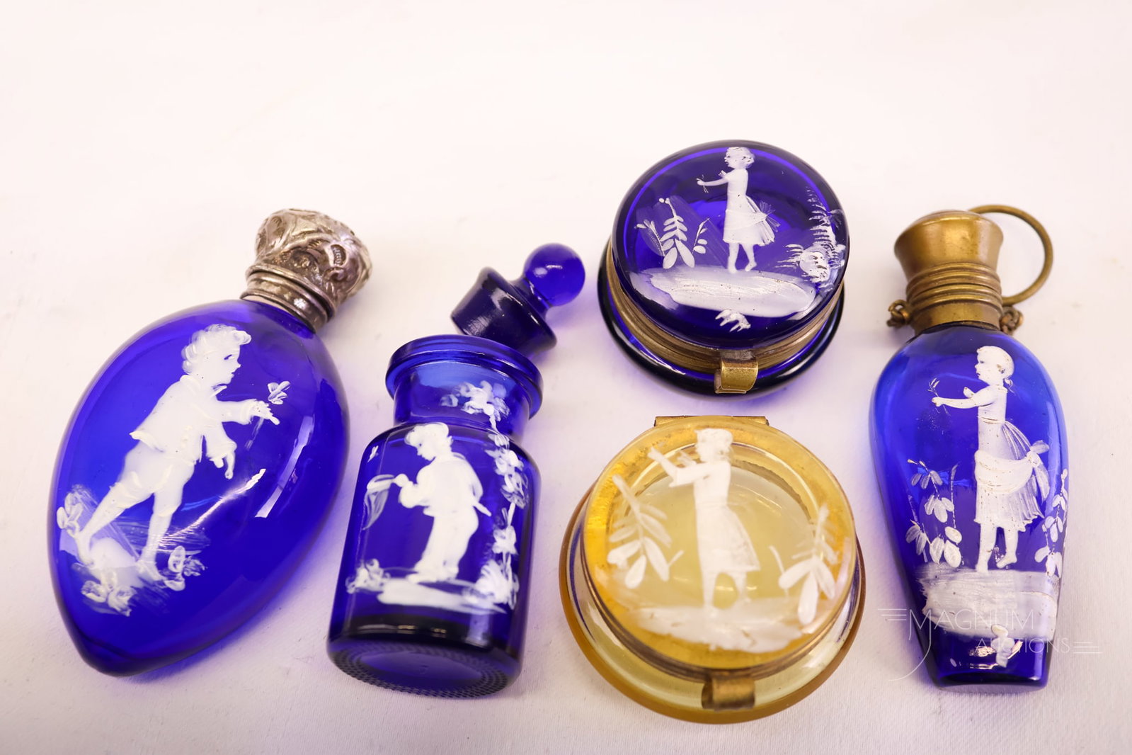 5 pc Lot Victorian Mary Gregory Miniatures Perfumes Boxes & More (1 of 14)