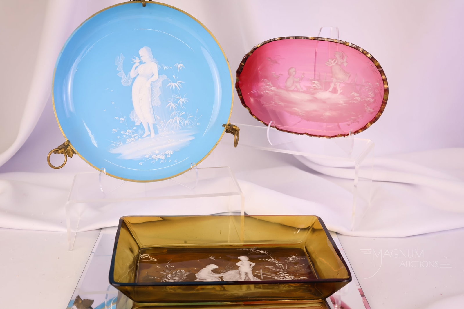 3 pc Lot Victorian Mary Gregory Decorated Glass (1 of 11)