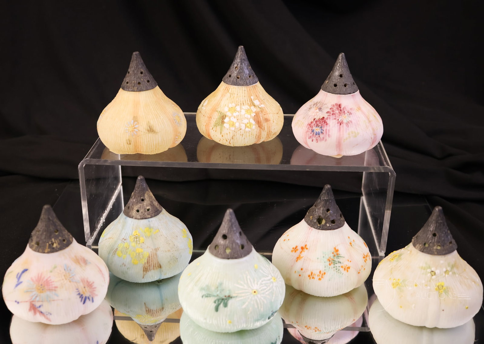 8 pc Lot Mt. Washington Victorian Glass Fig Salt Shakers (1 of 5)