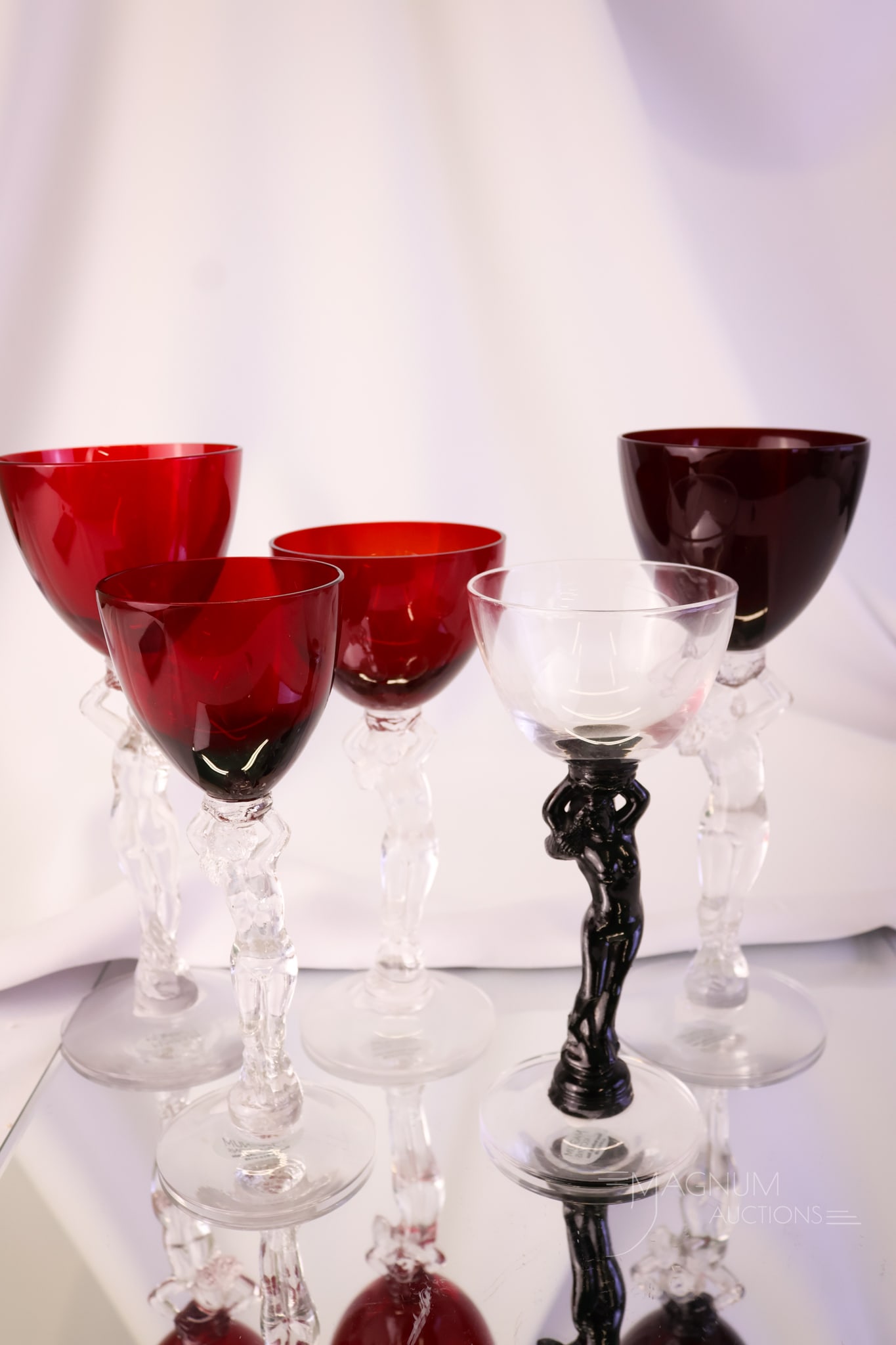 5 pc Lot Cambridge Glass Carmen & More Nudes Statuesque Line Stems (1 of 8)
