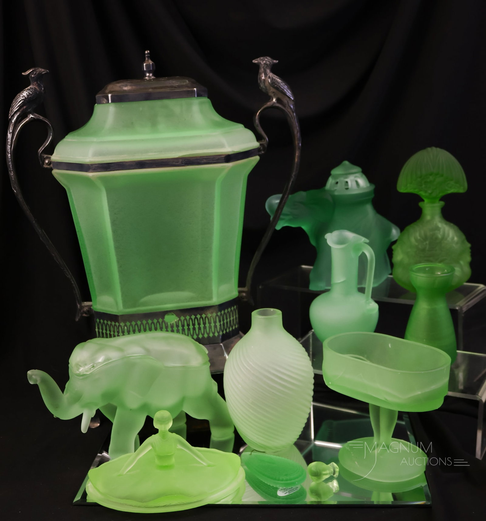 11 pc Lot Green Satin Glass Uranium & More (1 of 20)