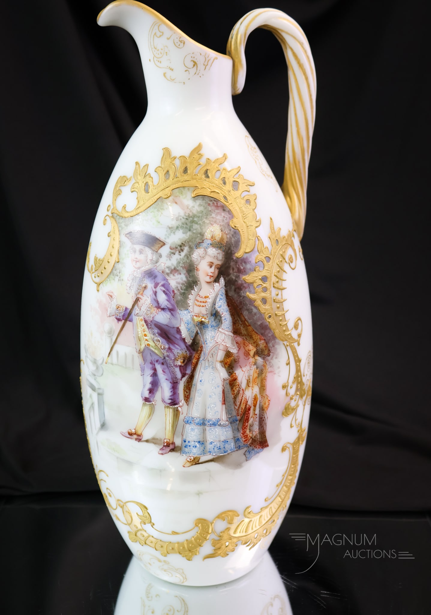Mt. Washington Glass Signed Colonial Ware 13" Courting Couple Ewer (1 of 8)