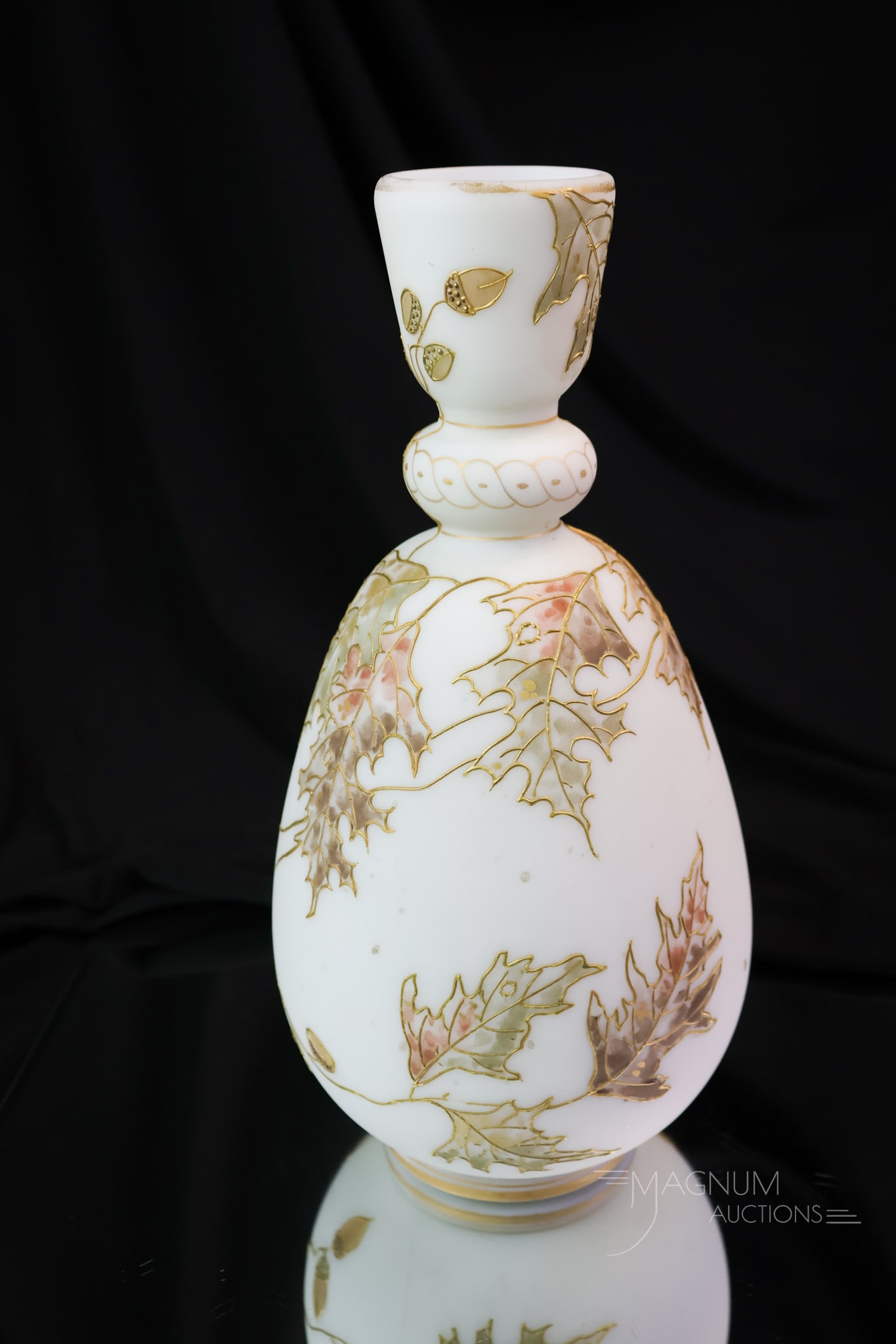 Mt. Washington Signed Crown Milano Oak Leaf & Acorn Decorated Vase (1 of 7)
