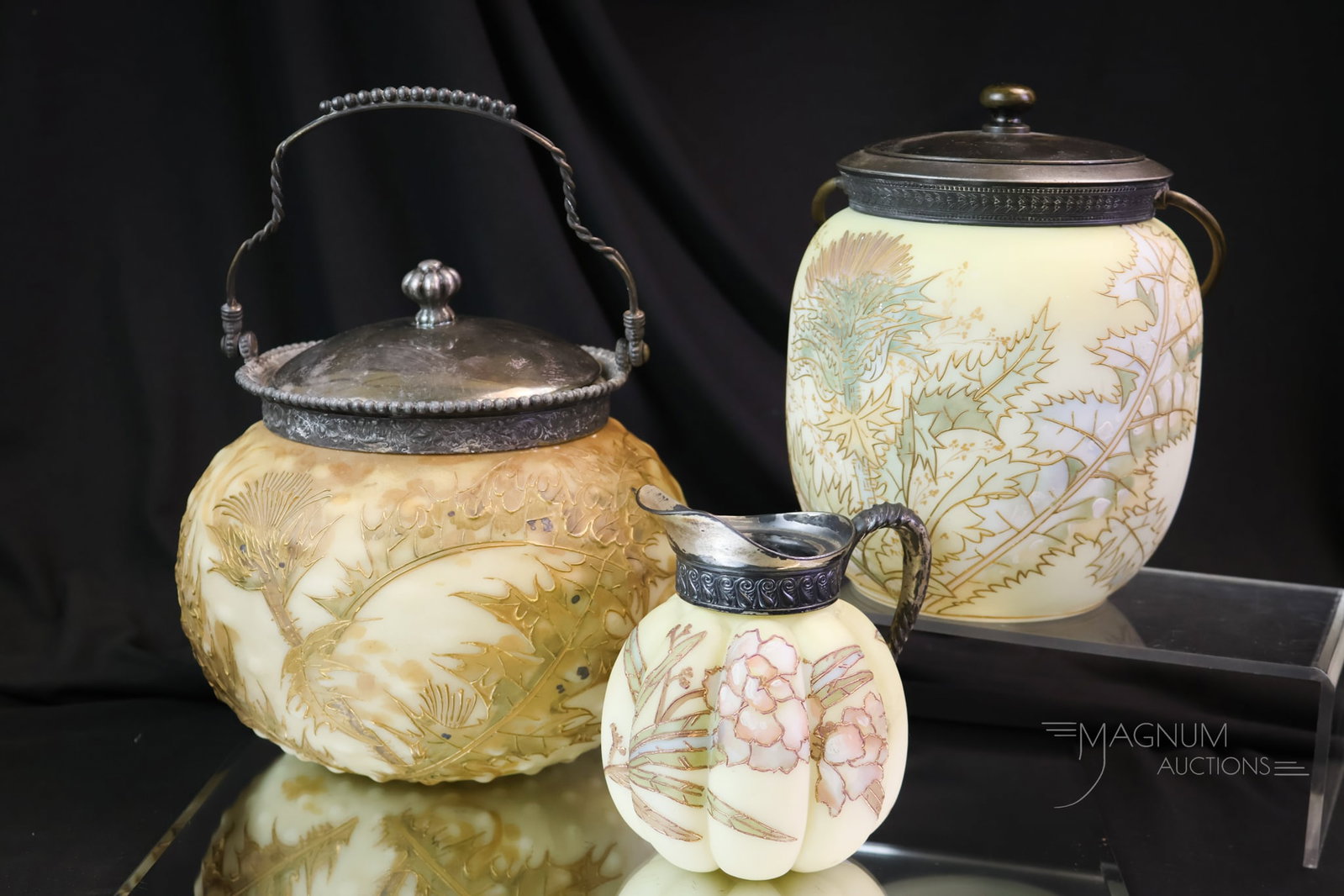 3 pc Lot Mt. Washington Art Glass Biscuit Jars & More (1 of 15)