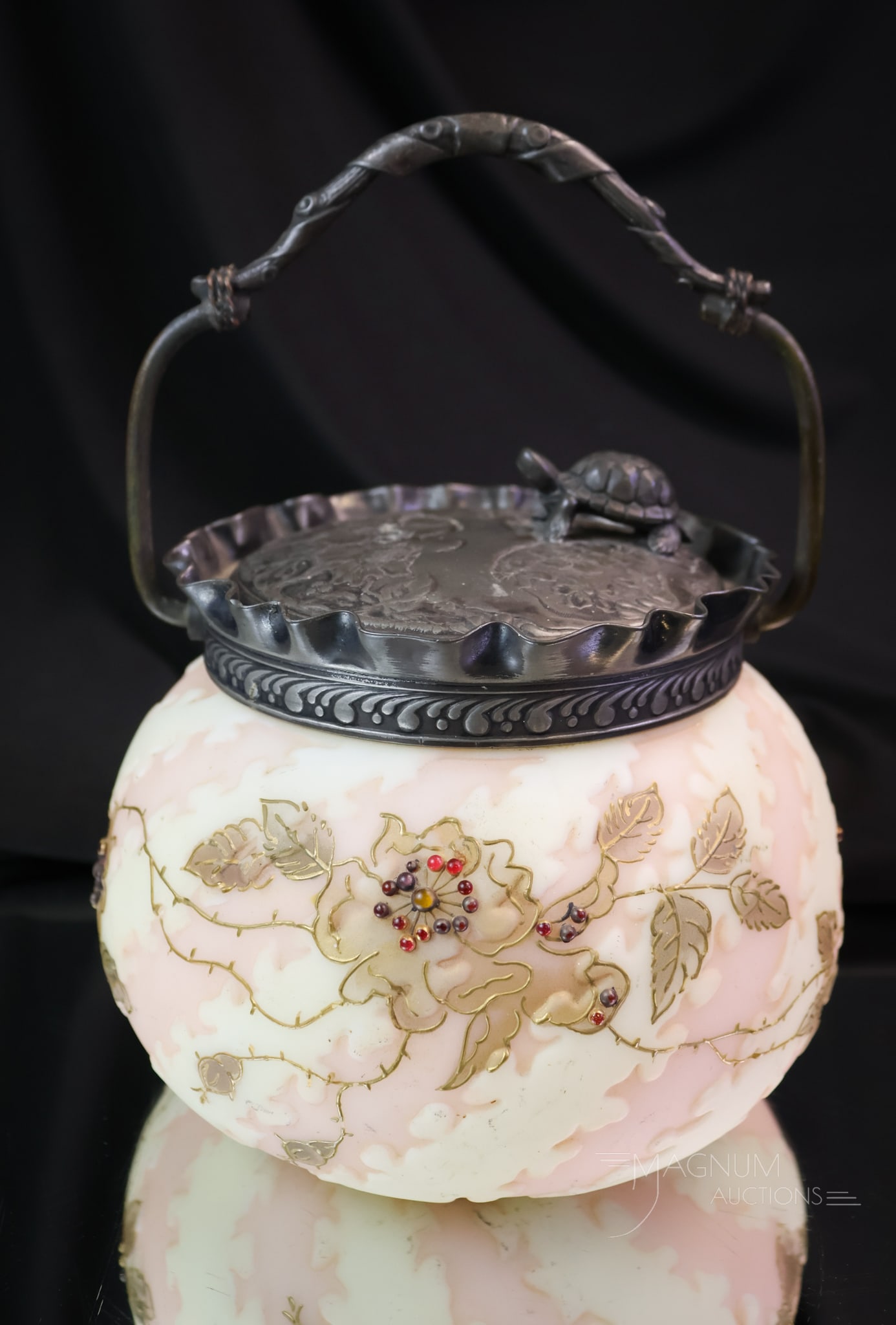 Mt. Washington Crown Milano Cabochon Decorated Glass Sweetmeat (1 of 6)