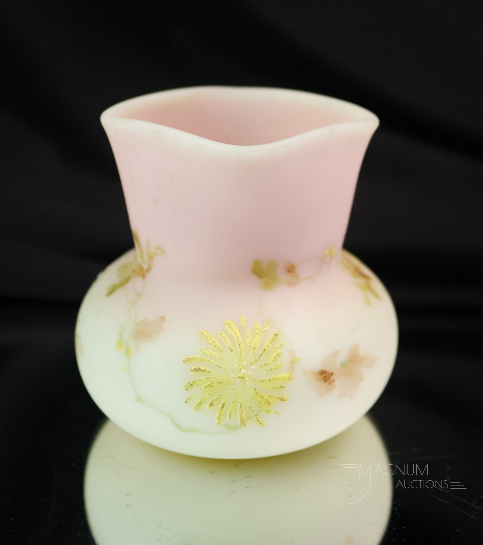 Mt. Washington Burmese Victorian Decorated Glass Toothpick Holder (1 of 6)