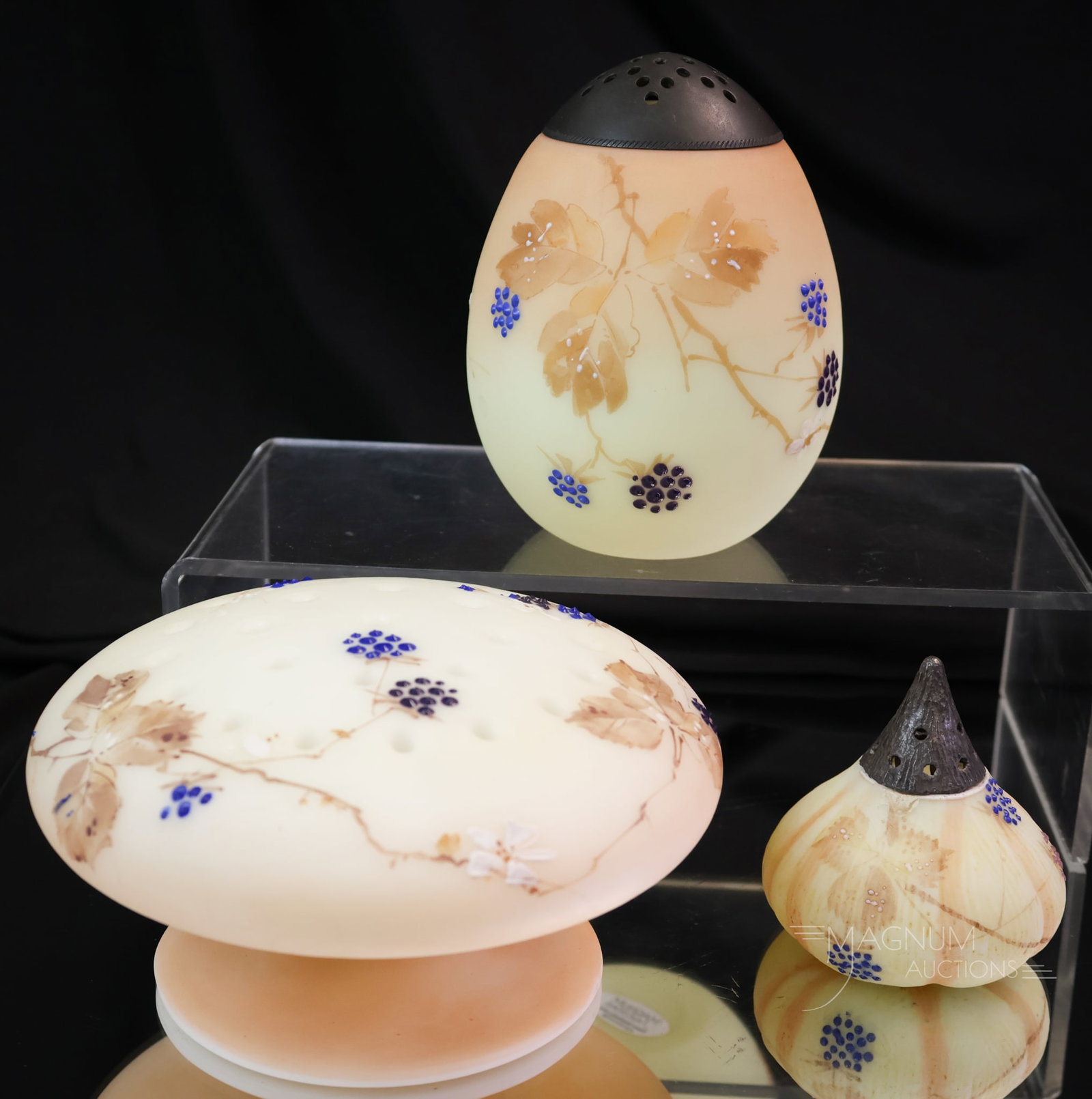 3 pc Lot Mt. Washington Blackberry Decorated Victorian Glass (1 of 10)