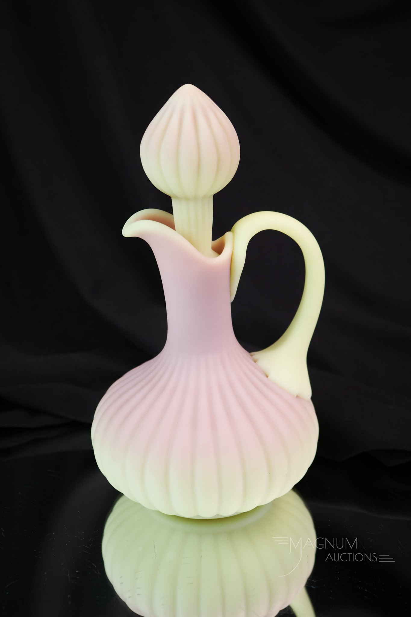 Mt. Washington Victorian Uranium Burmese Ribbed Glass Cruet (1 of 6)