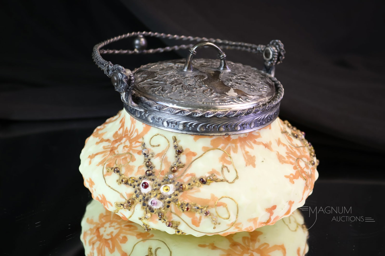 Mt. Washington Uranium Starfish Victorian Unfired Burmese Glass Sweetmeat Jar (1 of 5)