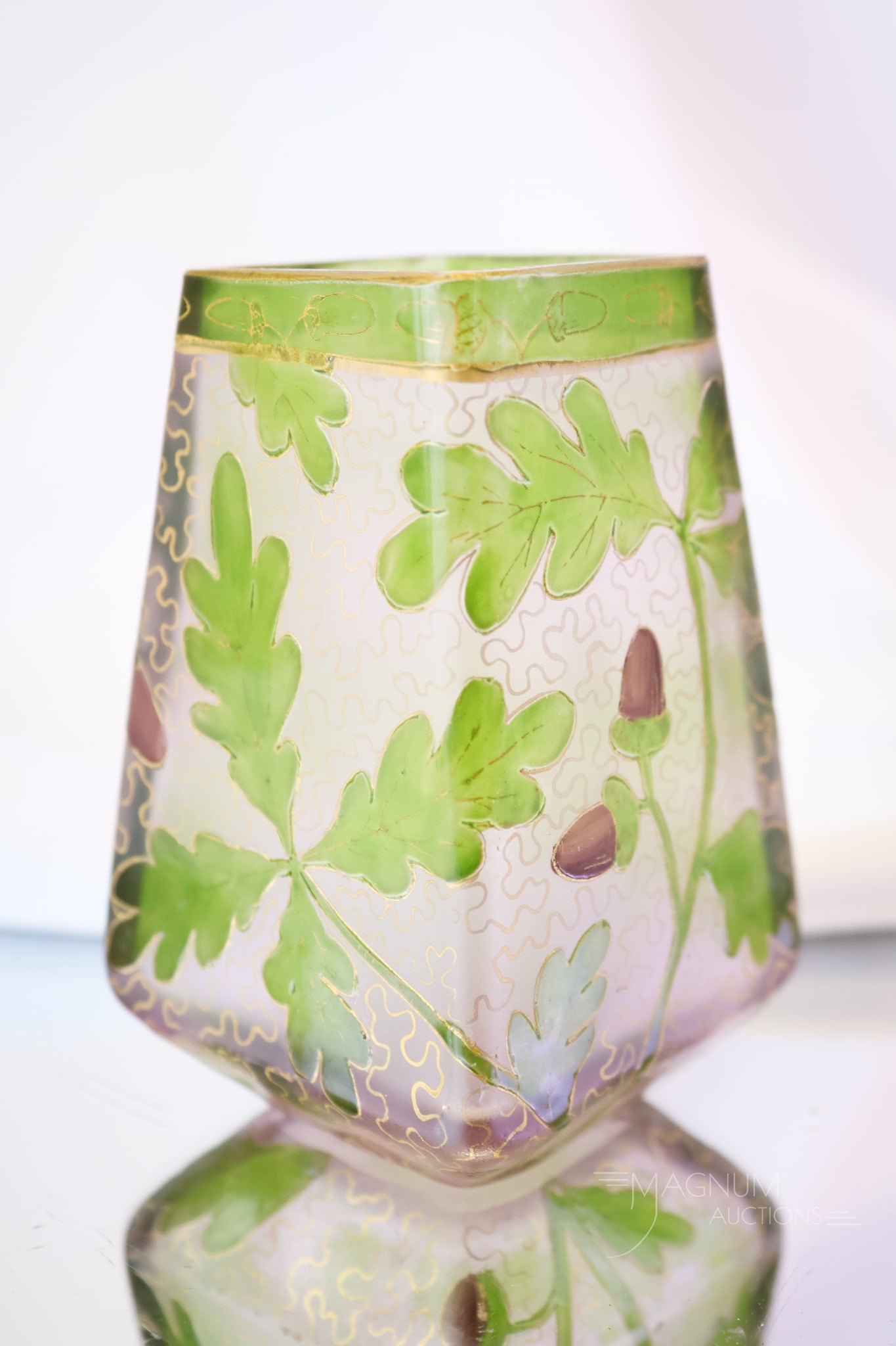 French Bohemian Enamelled Cameo Art Glass Cabinet Vase (1 of 5)