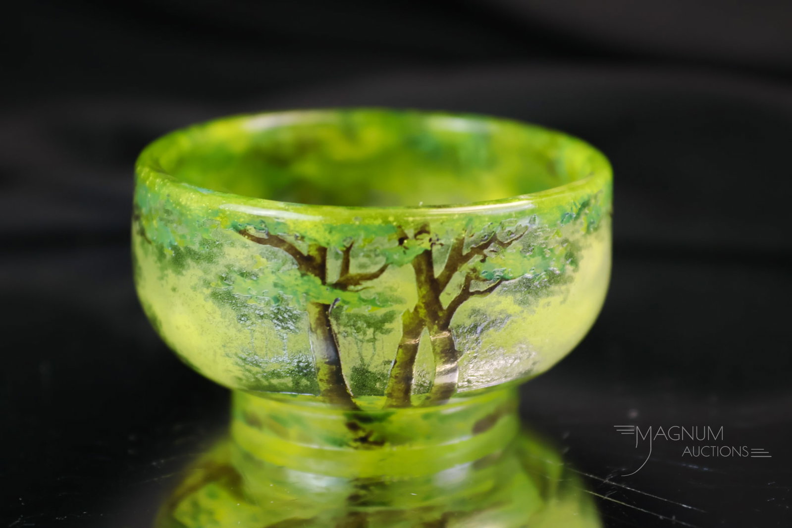 Signed Daum Nancy French Cameo Enamelled Art Glass Open Salt (1 of 10)