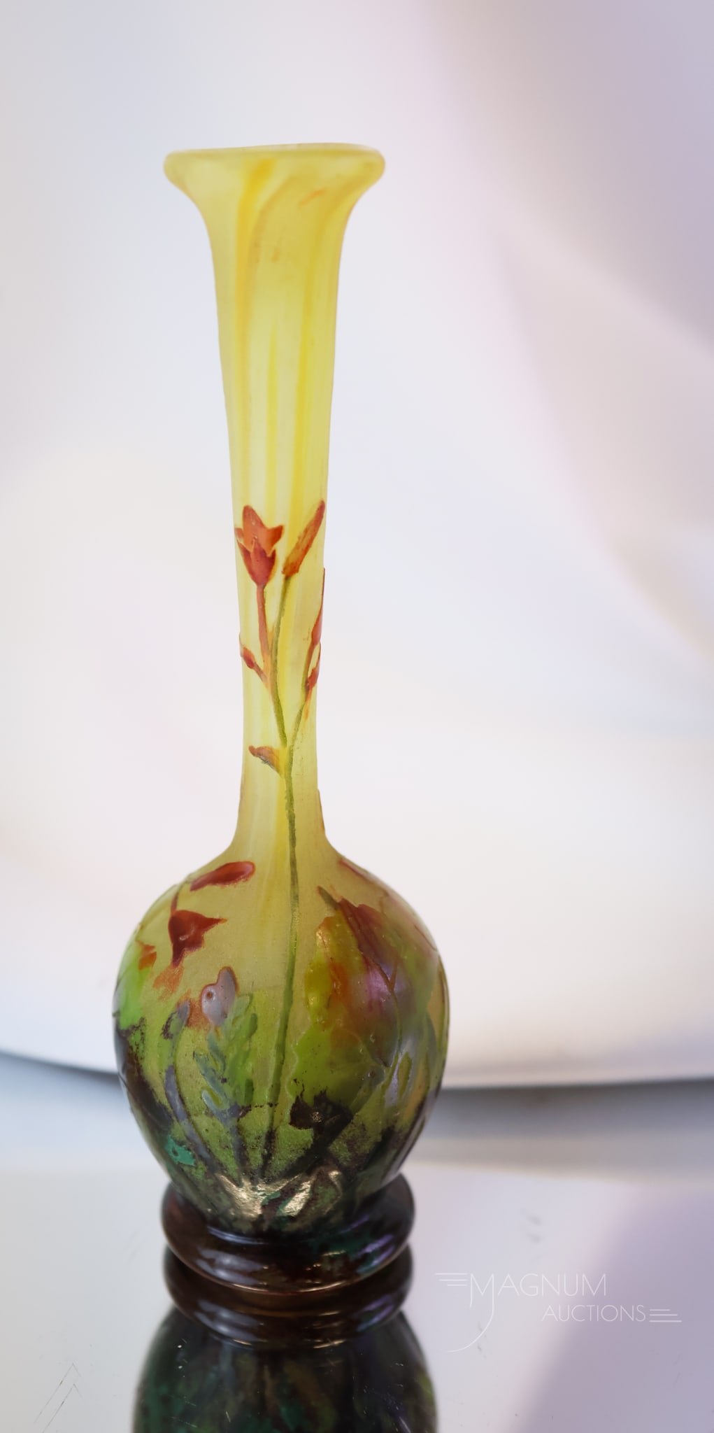 Signed Daum Nancy French Cameo Art Glass Enamelled Cabinet Vase (1 of 8)