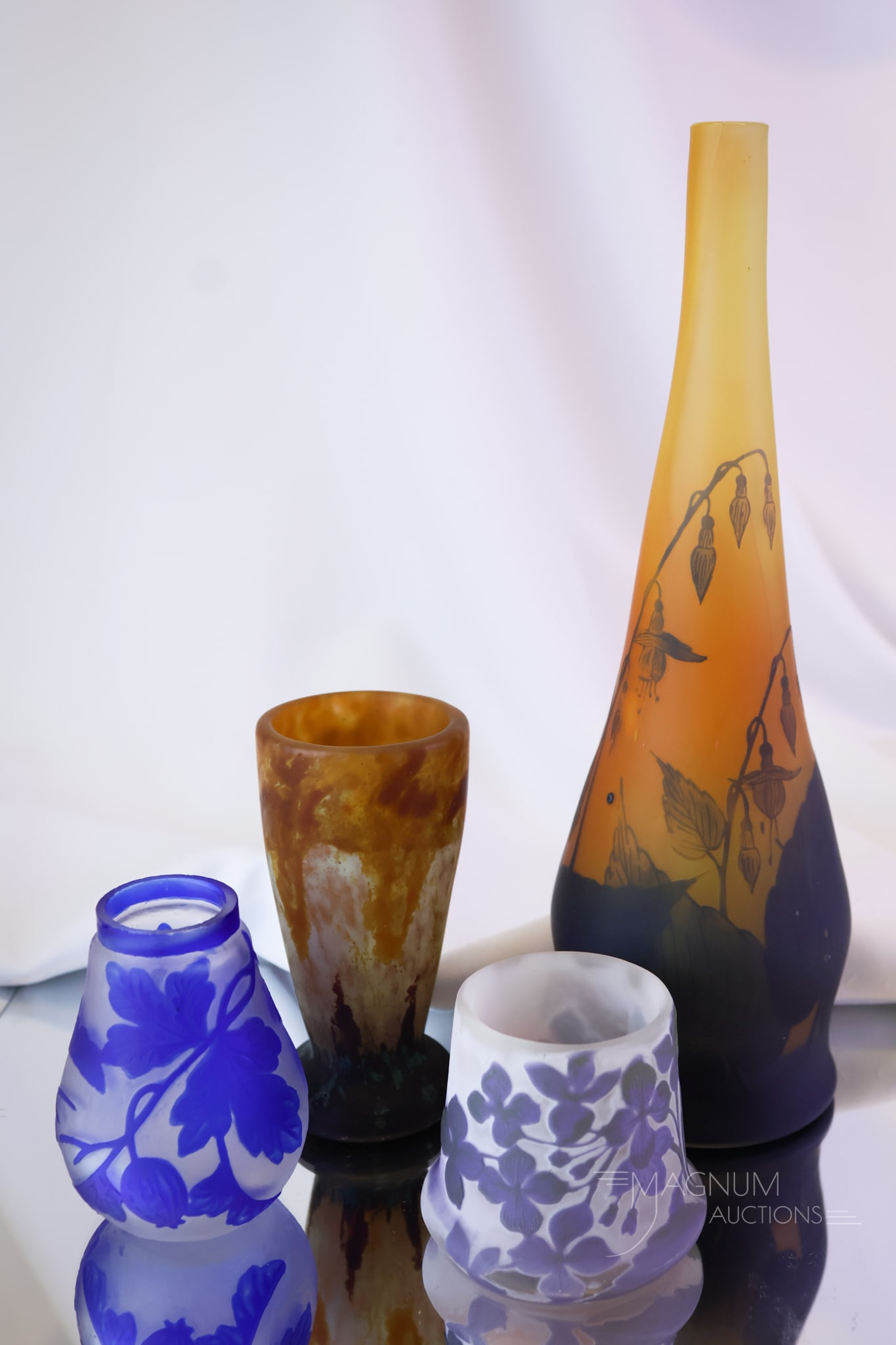 4 pc Lot French Art Glass Cameo & More Vases (1 of 16)