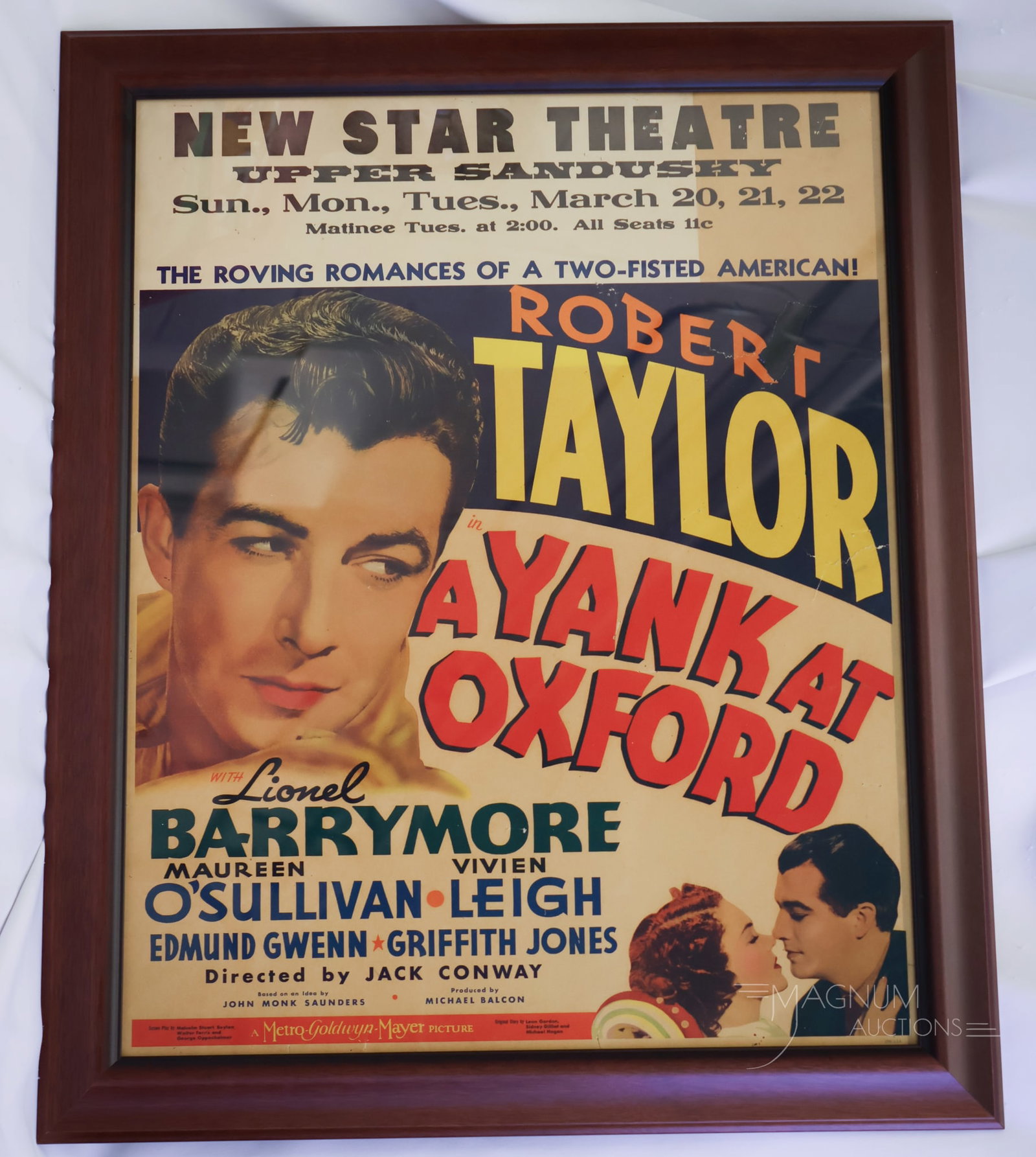 Framed Movie Poster "A Yank at Oxford" New Star Theater Upper Sandusky, Ohio (1 of 12)