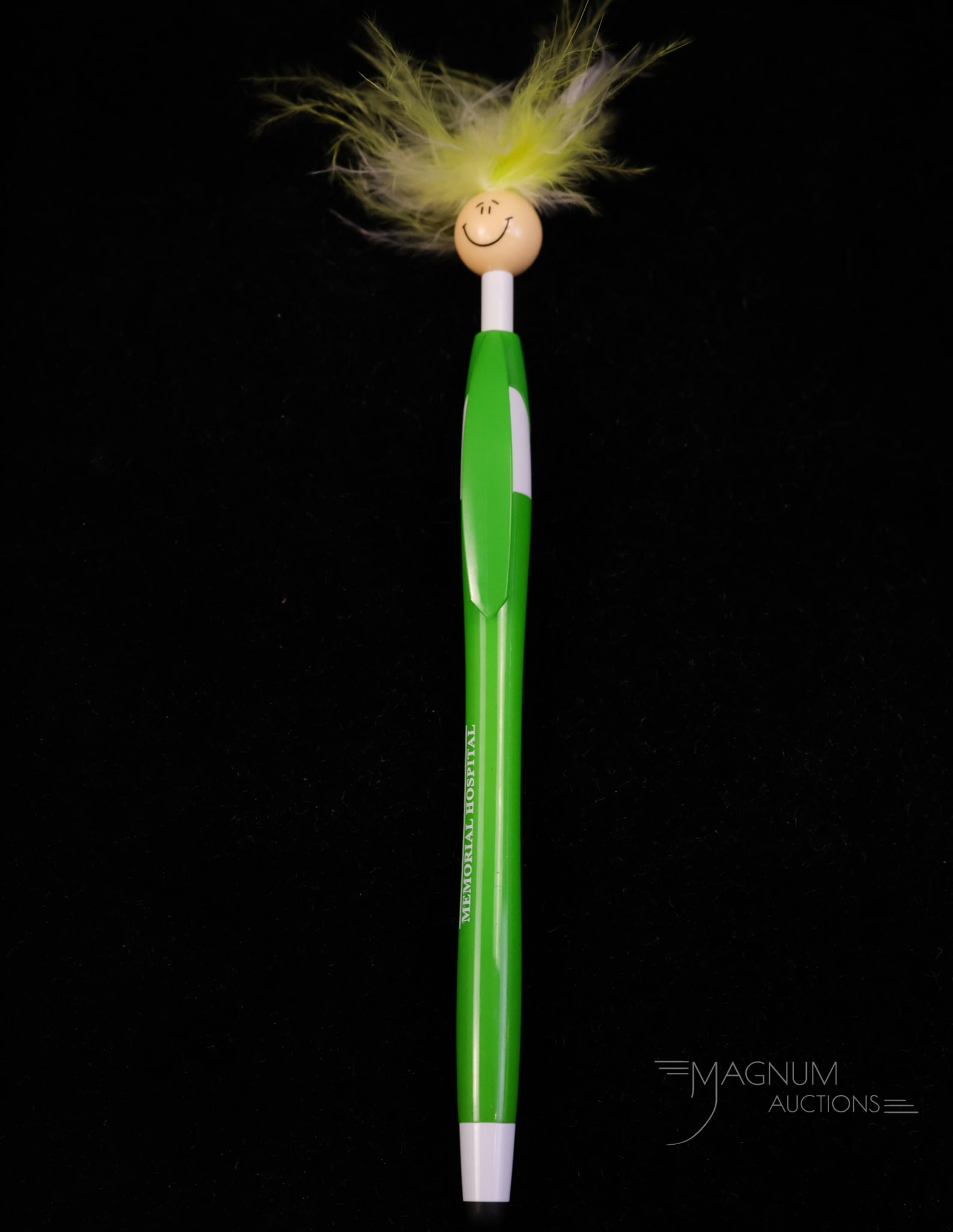 Upper Sandusky, OH Advertising Collectible Wyandot Memorial Hospital Ink Pen: A scarce and fun find in Upper Sandusky, OH, collectibles. This is a marabou feather hair ink pen advertising Wyandot Memorial Hospital.