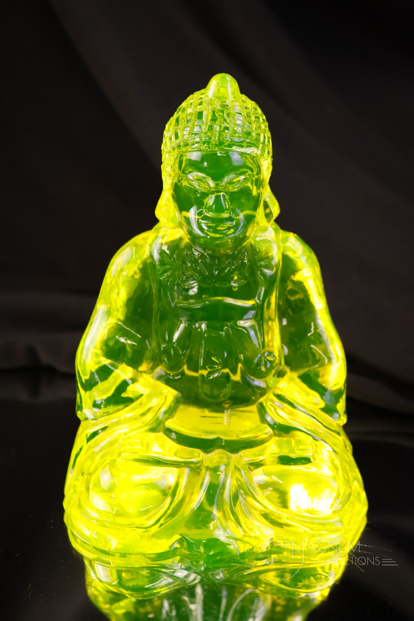 Rare Cambridge Vaseline Uranium Glass Buddha Statue (1 of 7)