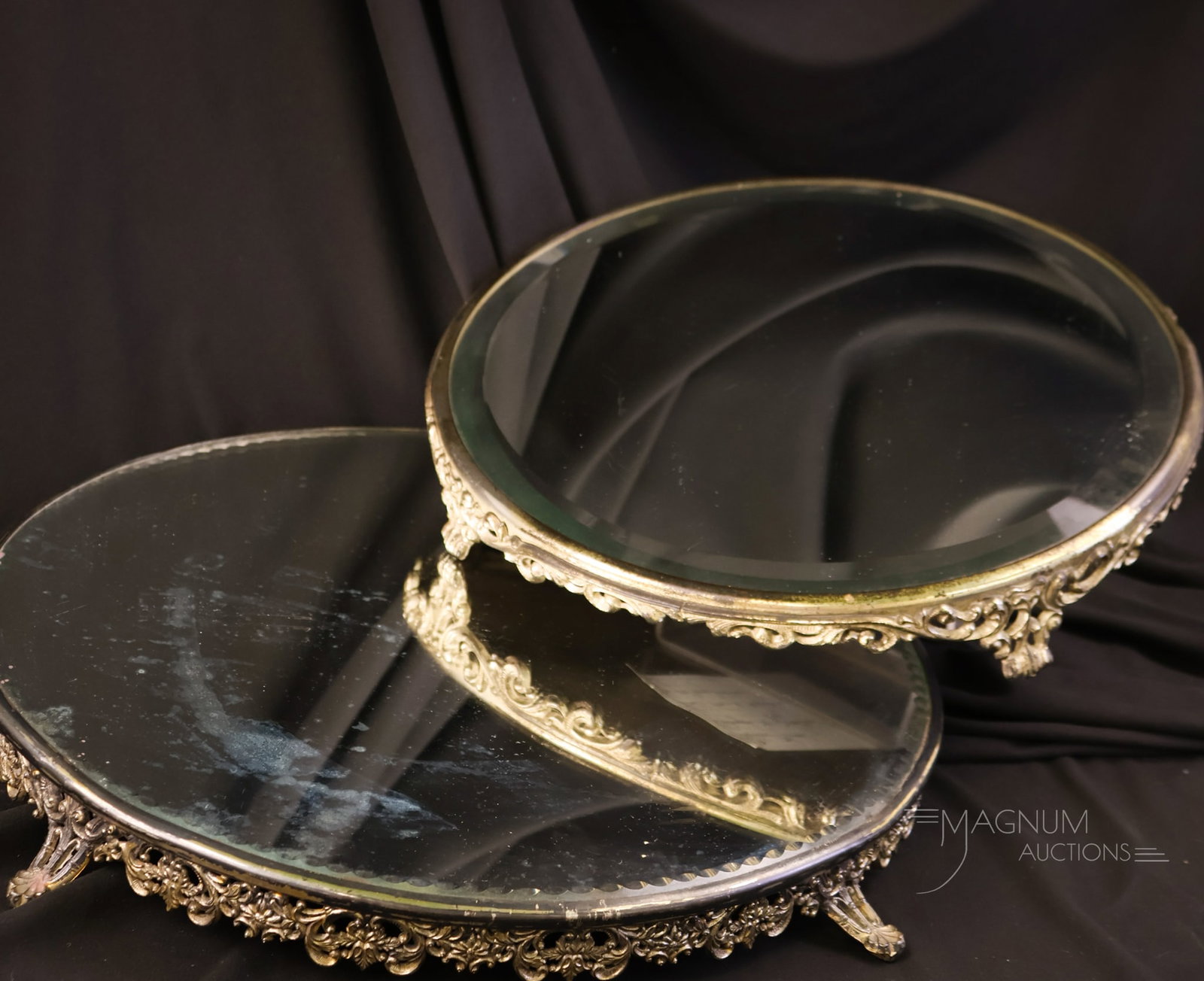 2 pc Lot Victorian Silverplate Plateau Mirrors (1 of 8)