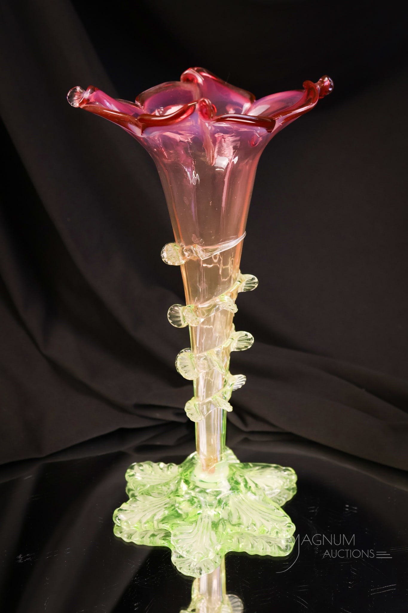 Rubina Verde Vaseline Opalescent Uranium Cranberry Victorian Glass Vase (1 of 7)