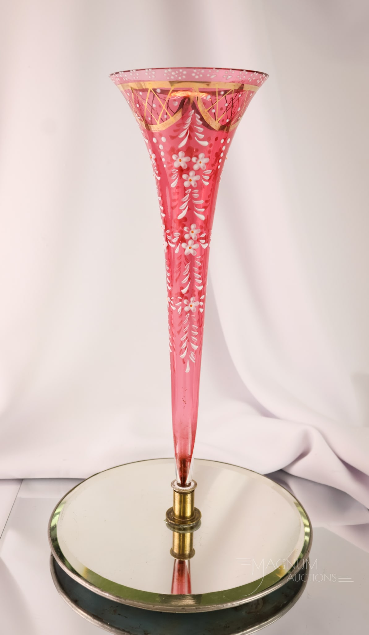 Victorian Cranberry Enamelled Glass Plateau Mirror Epergne (1 of 6)