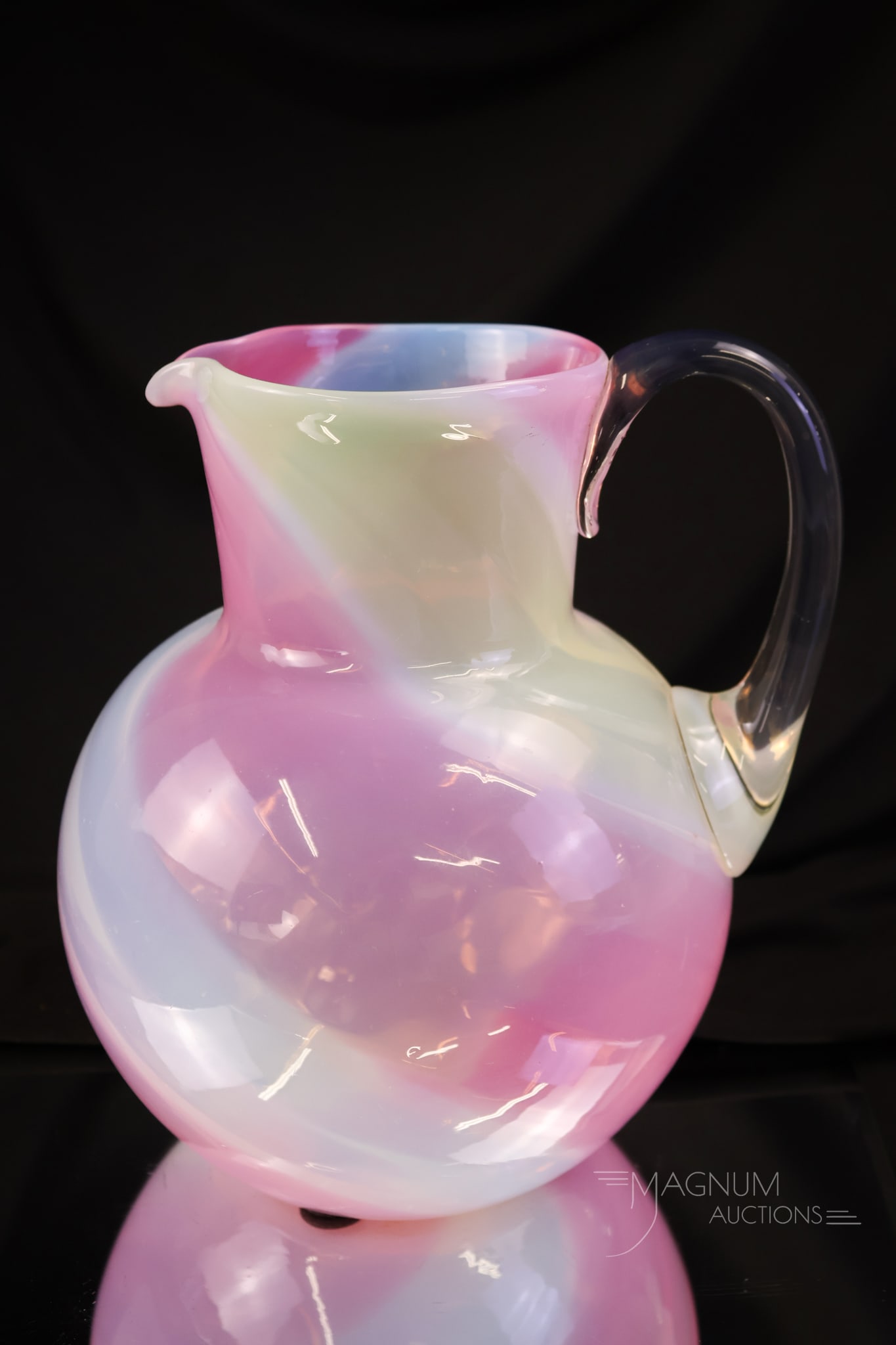 Victorian Rainbow Translucent Swirl Glass Water Pitcher (1 of 5)