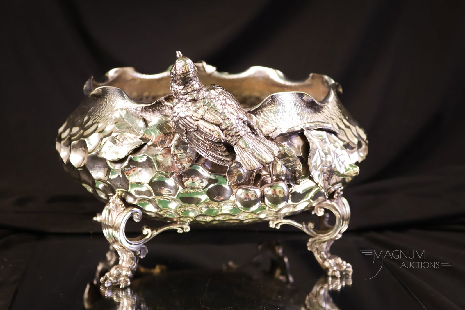 Reed & Barton Victorian Silverplate Figural Bird on Branch Nut Bowl (1 of 7)