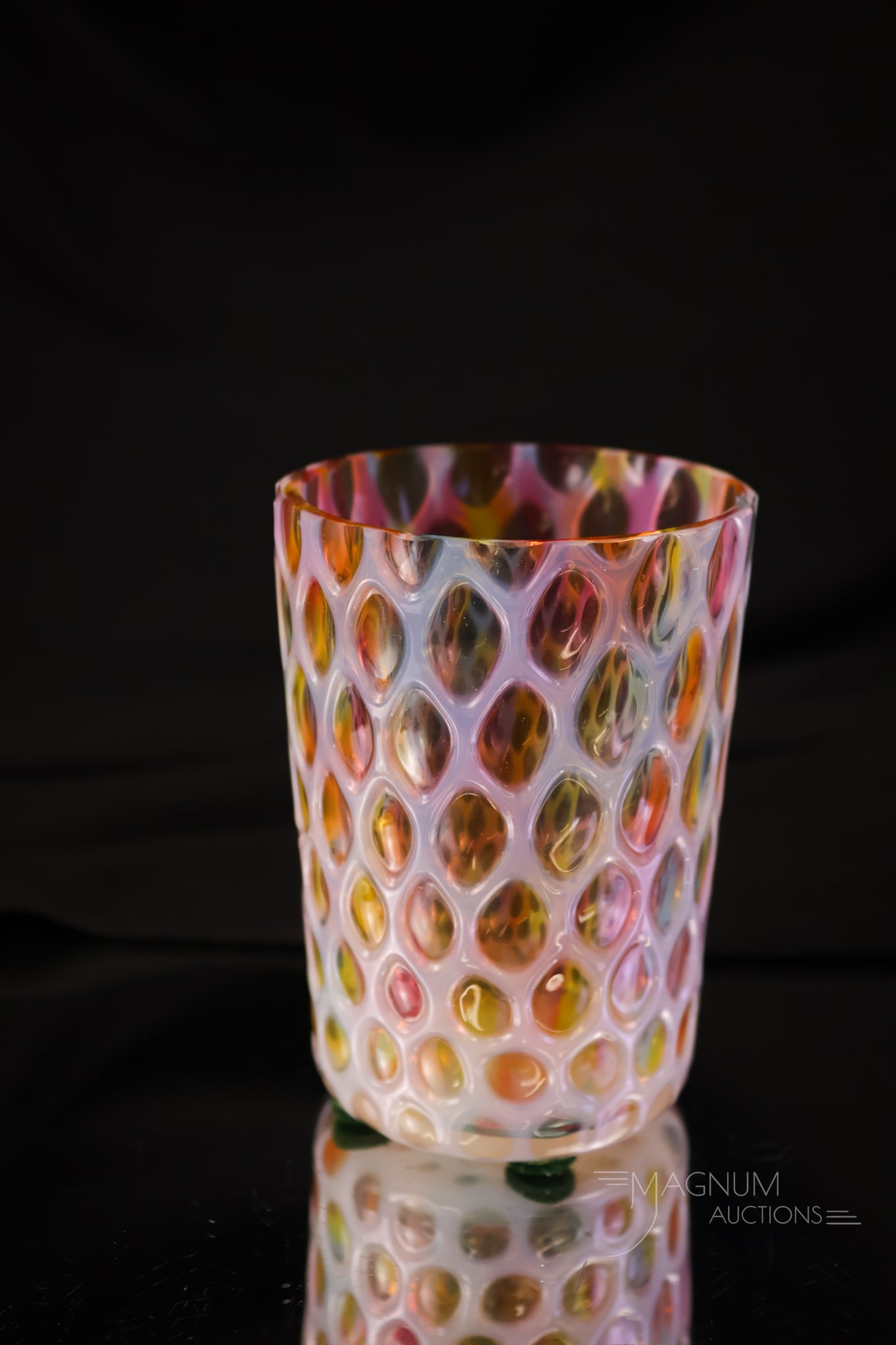 Very Rare Rainbow Opalescent Honeycomb Victorian Glass Tumbler (1 of 8)