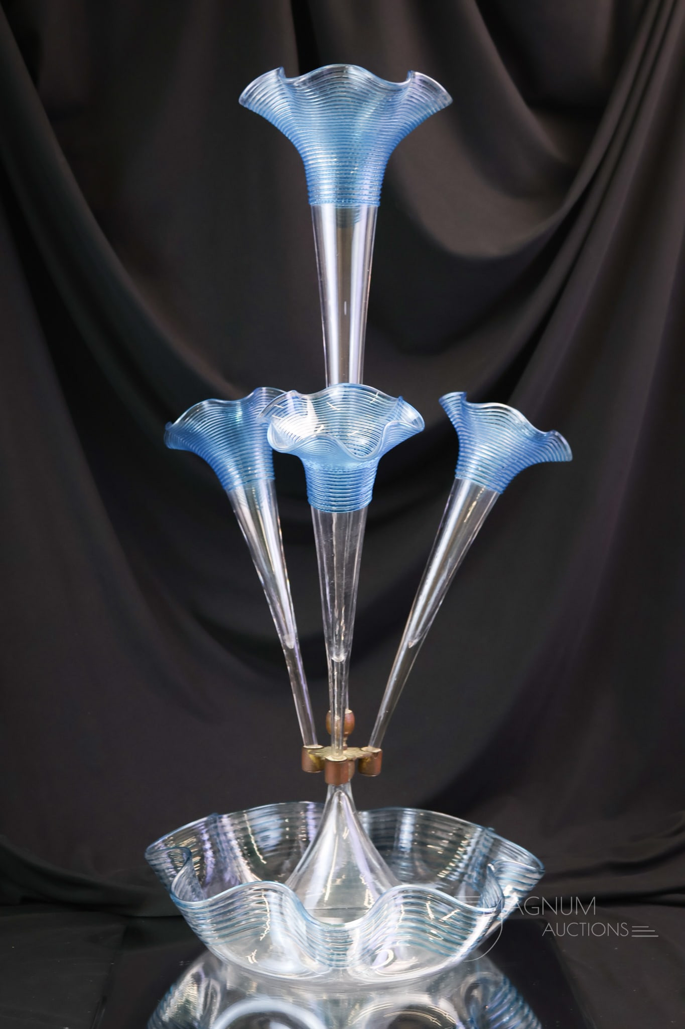 Victorian English Threaded Art Glass Epergne Centerpiece (1 of 6)