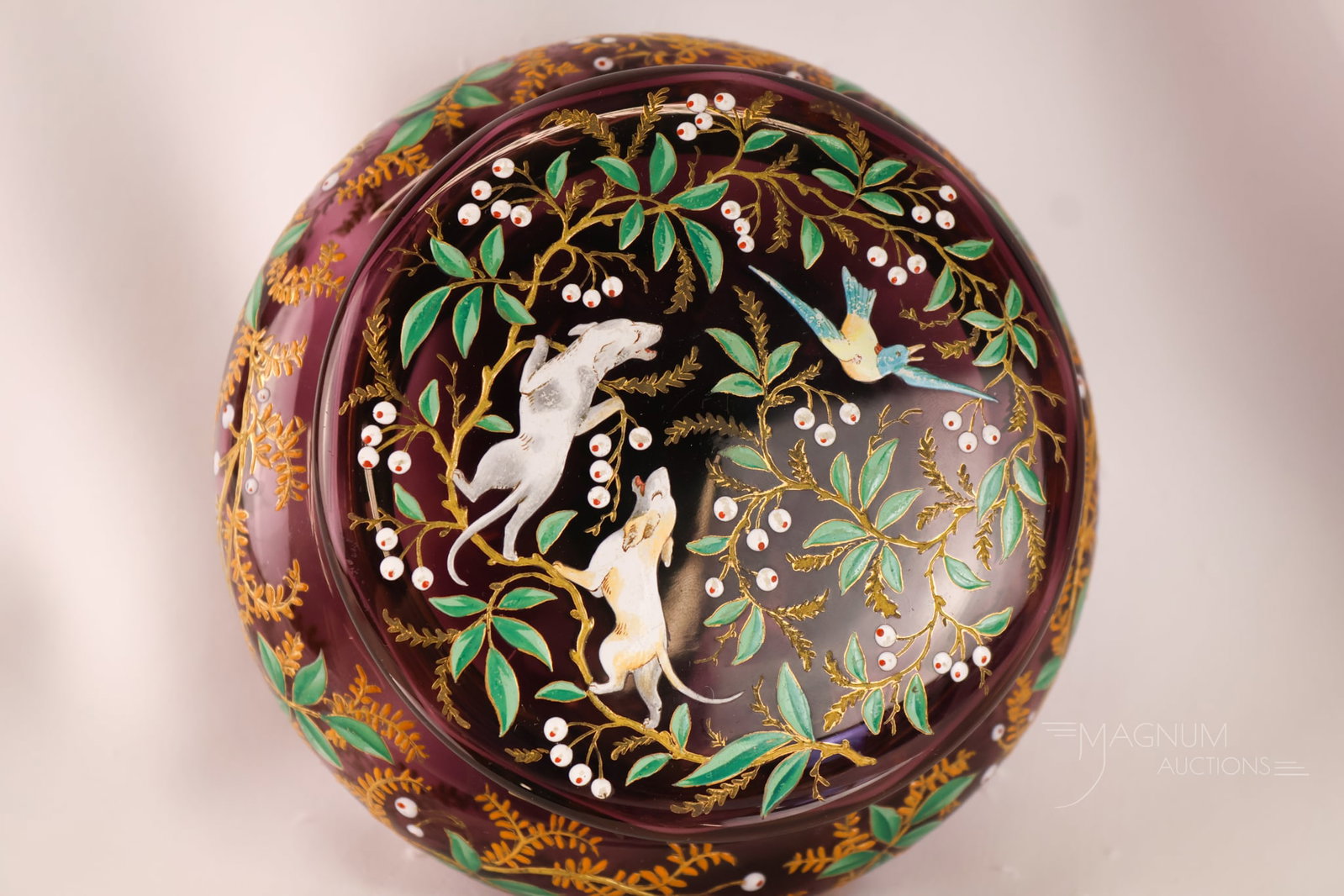 Royal Purple Victorian Enamelled Glass Dresser Box (1 of 6)