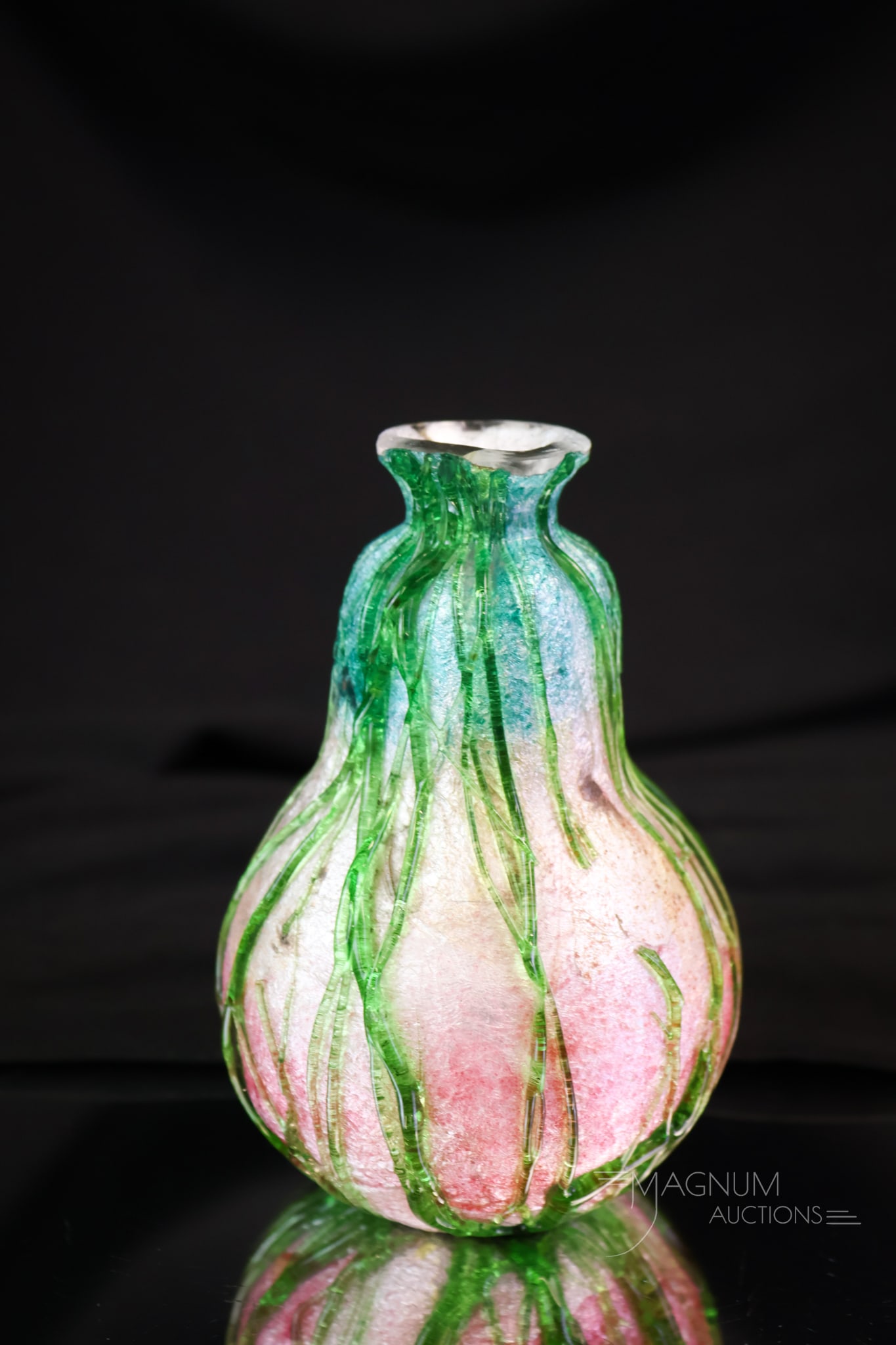 Stevens & Williams Victorian Art Glass Silveria Cabinet Vase: A collection-enhancing find in Victorian art glass. This is a piece of Stevens & Williams Silveria glass. This lovely and rare find measures only 4 1/2" tall and 3" wide. It has wonderful coloring and
