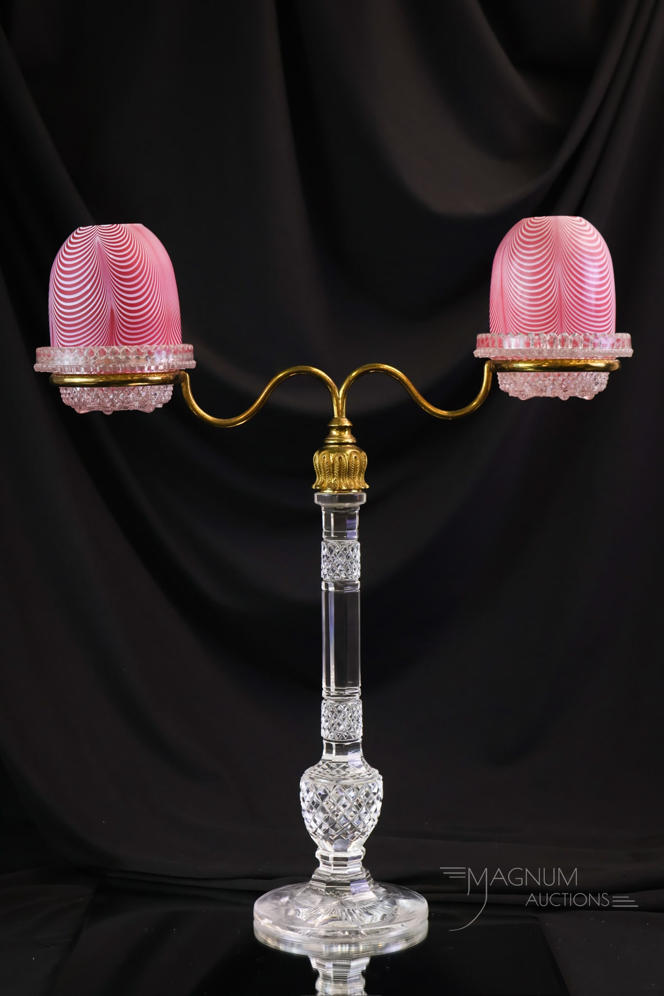Marked Clarke's Cricklite Cranberry Victorian Nailsea Glass Fairy lamp Candleabrum (1 of 16)