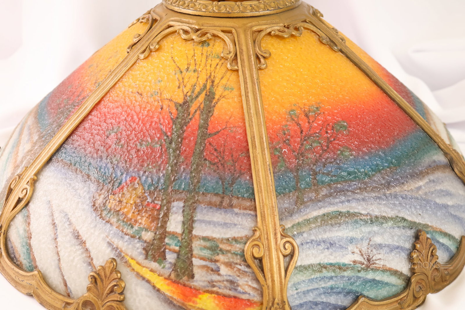 Pittsburgh Reverse Painted Panel Antique Table Lamp - 11