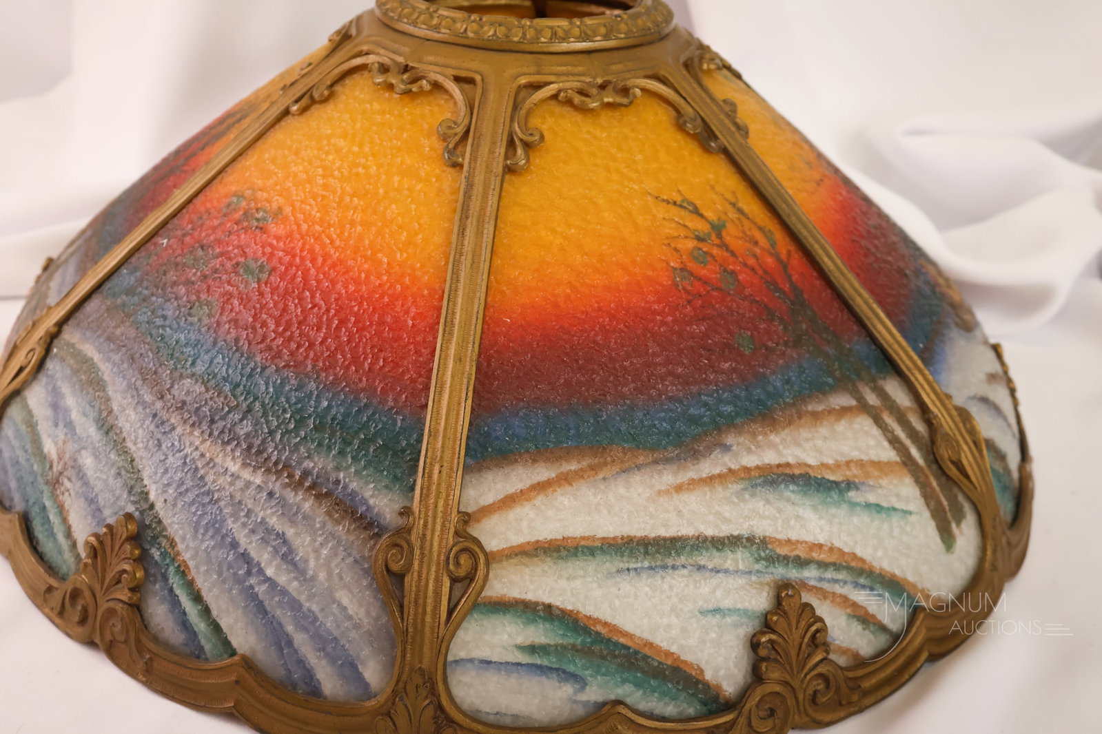 Pittsburgh Reverse Painted Panel Antique Table Lamp - 12