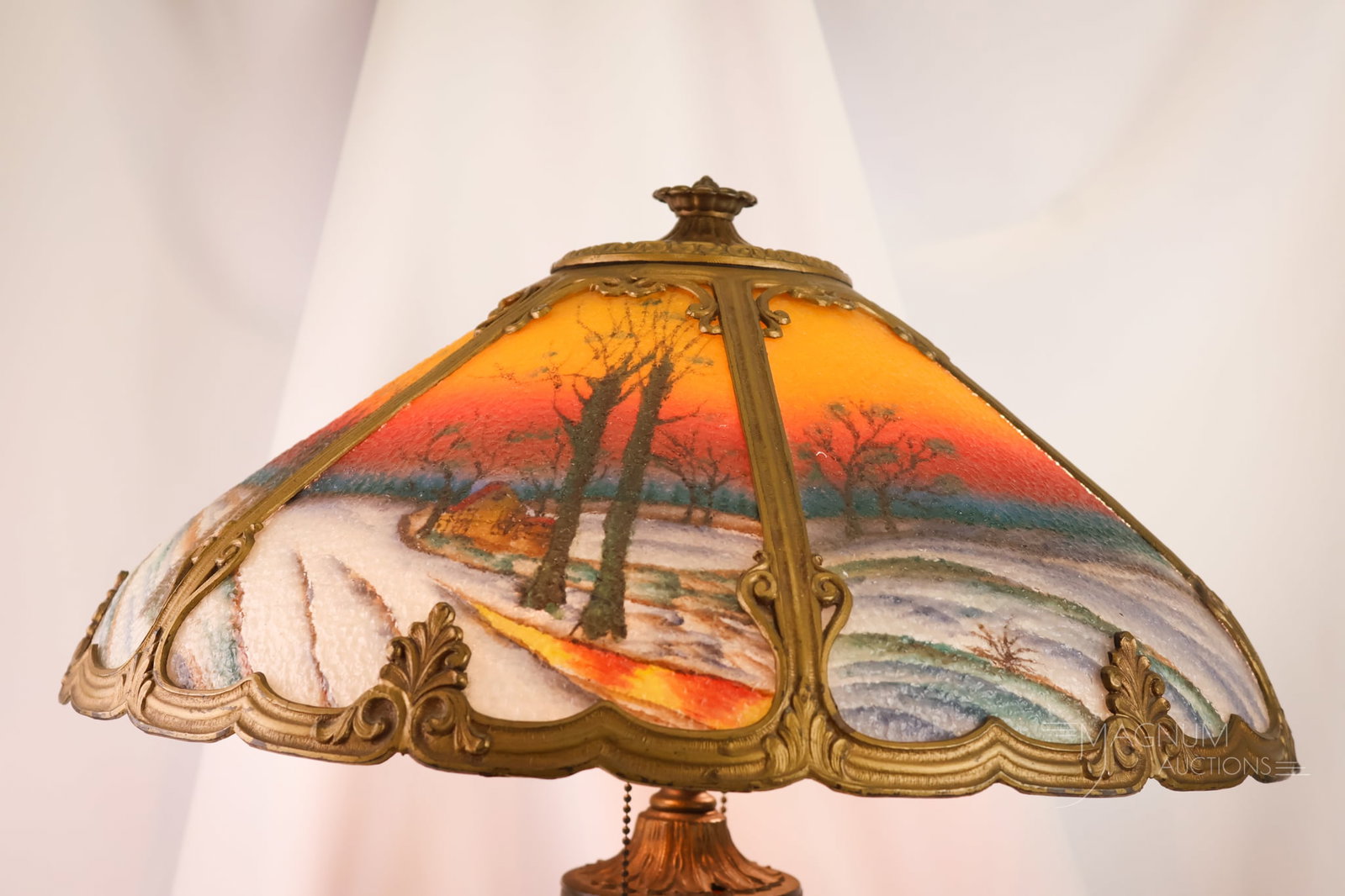 Pittsburgh Reverse Painted Panel Antique Table Lamp - 5