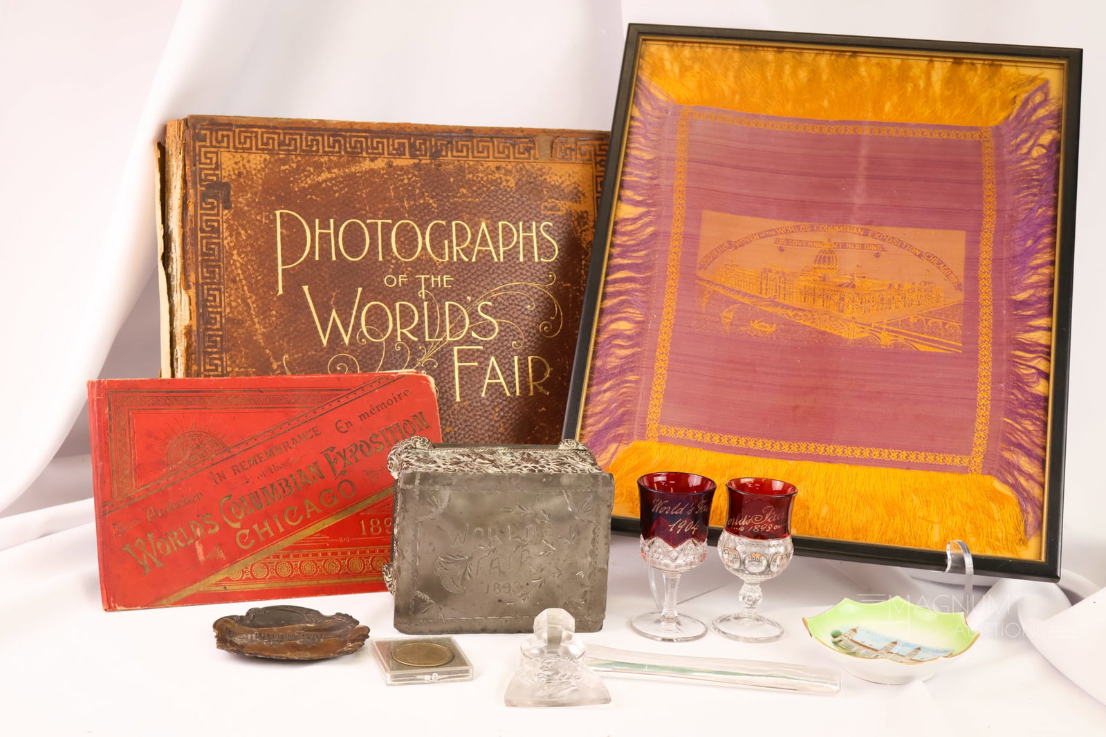 11 pc Lot Colombian World's Fair & More Antique Collectible Items Rare 1892 Photo Book (1 of 12)