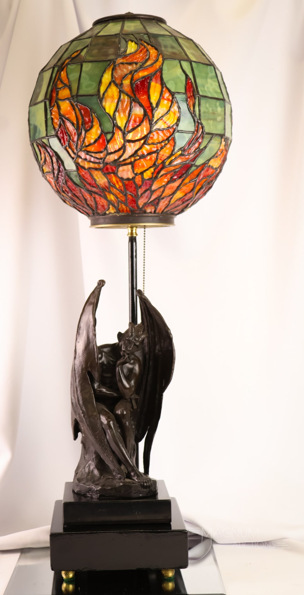 "Flames" Leaded Art Glass Lucifer Table Lamp (1 of 18)