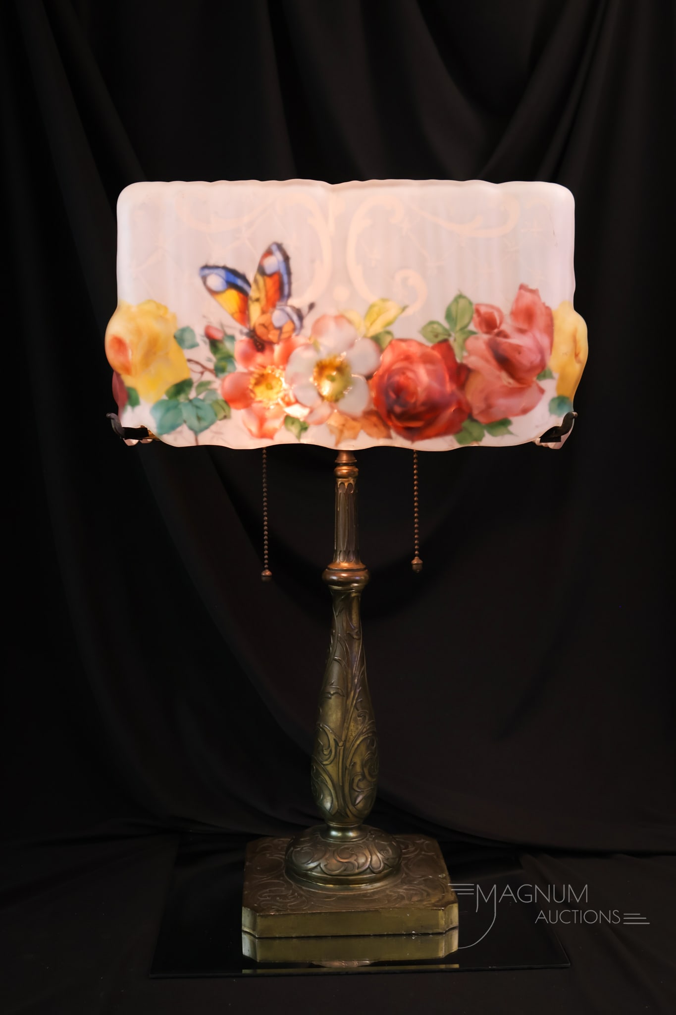 Pairpoint Reverse Painted Puffy Antique Table Lamp - 2