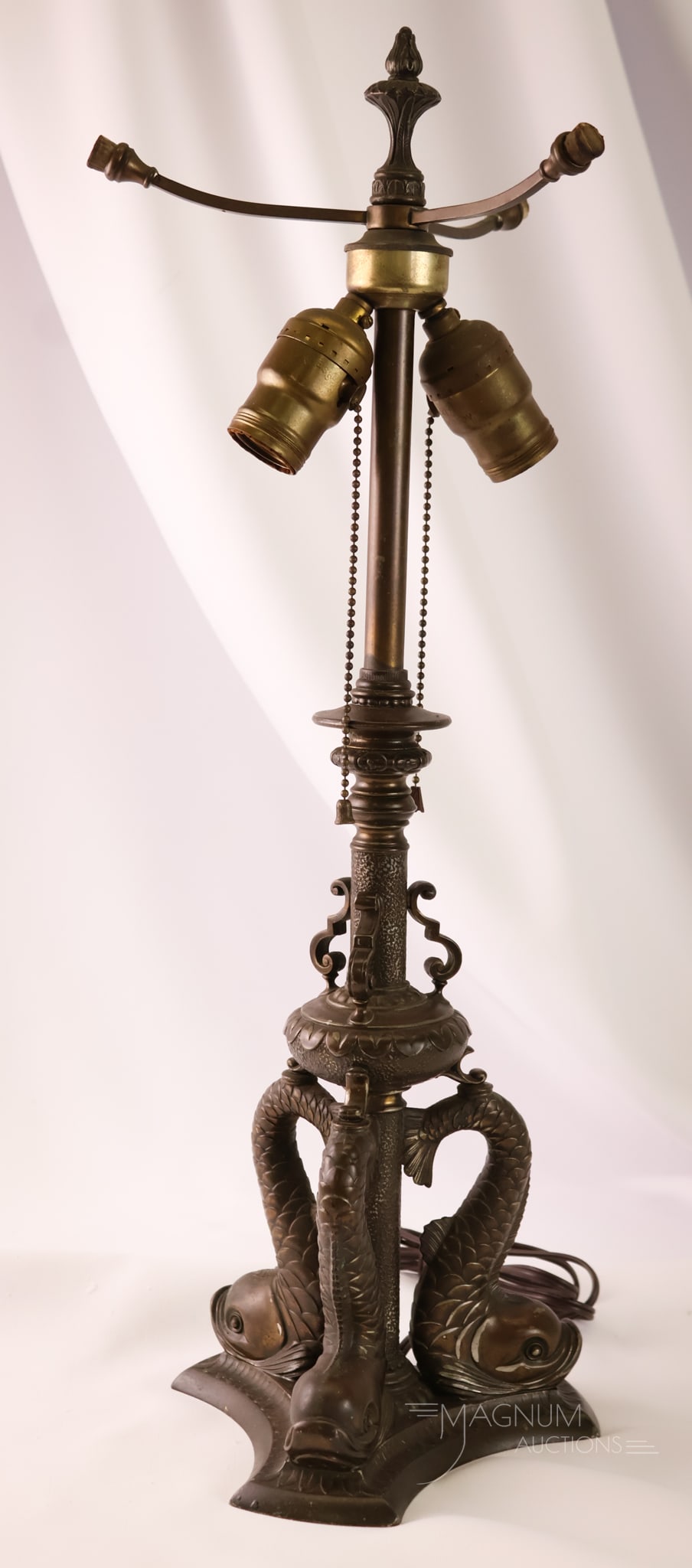 Pairpoint Antique Reverse Painted Dolphin Lamp Base (1 of 7)