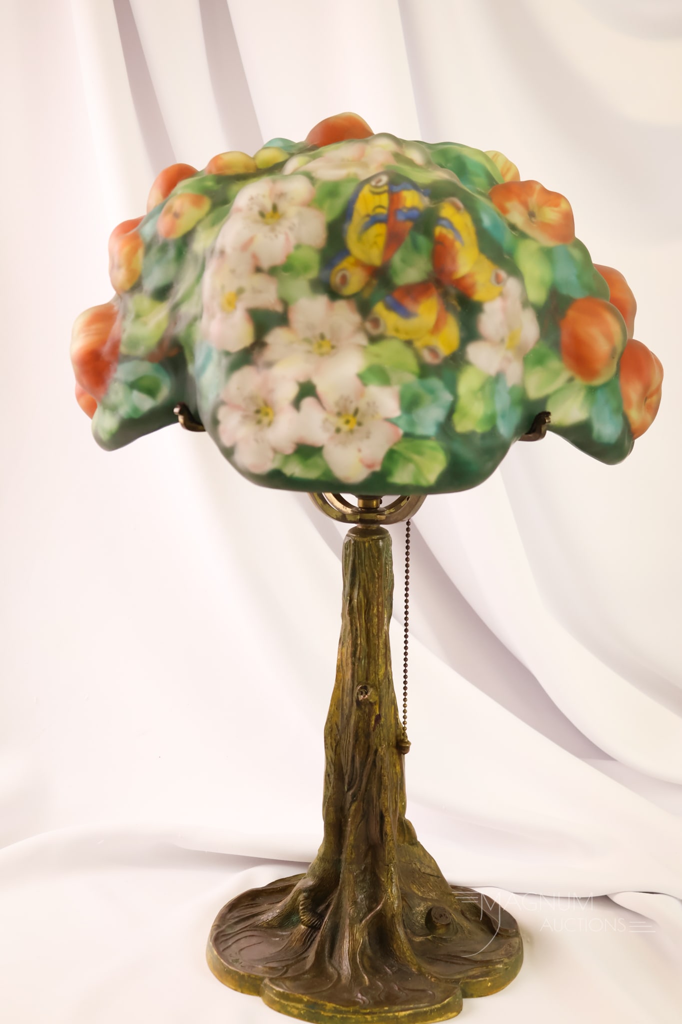 Pairpoint Reverse Painted Puffy Apple Tree lamp - 2