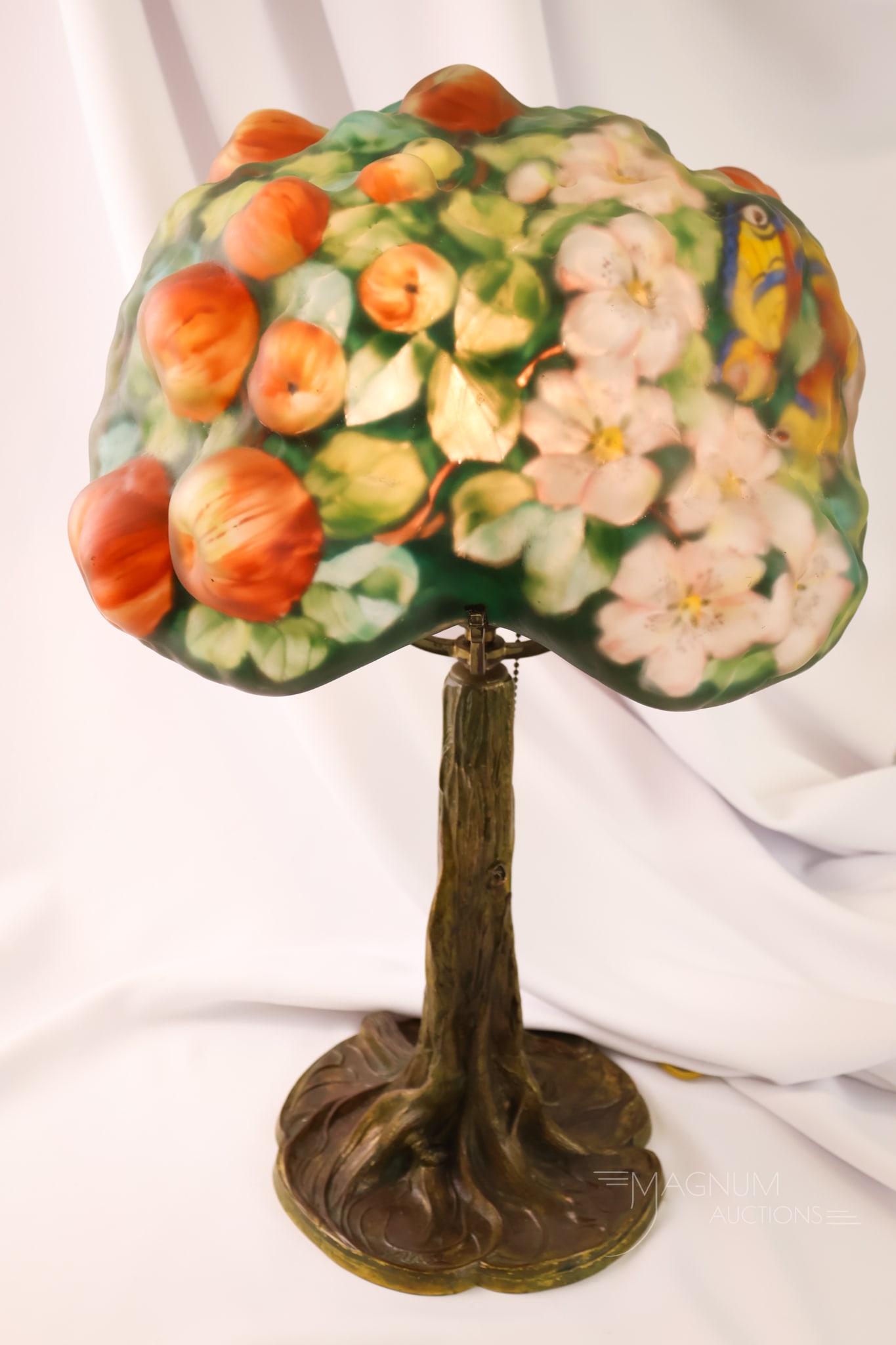 Pairpoint Reverse Painted Puffy Apple Tree lamp - 5