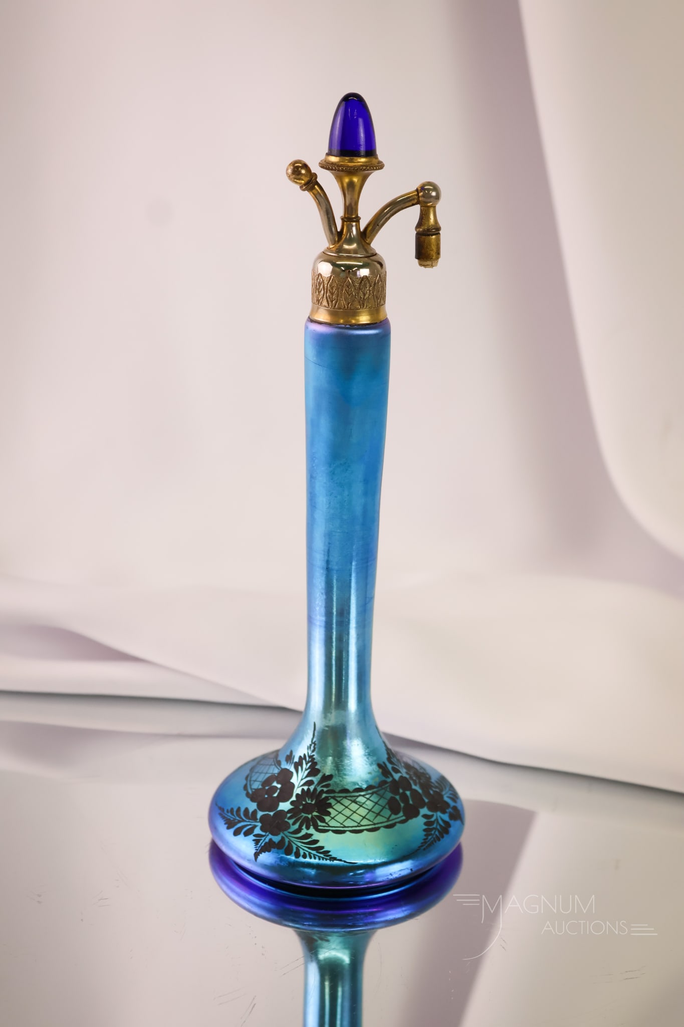 Steuben Devilbiss Blue Aurene with Cutting Perfume Atomizer (1 of 5)