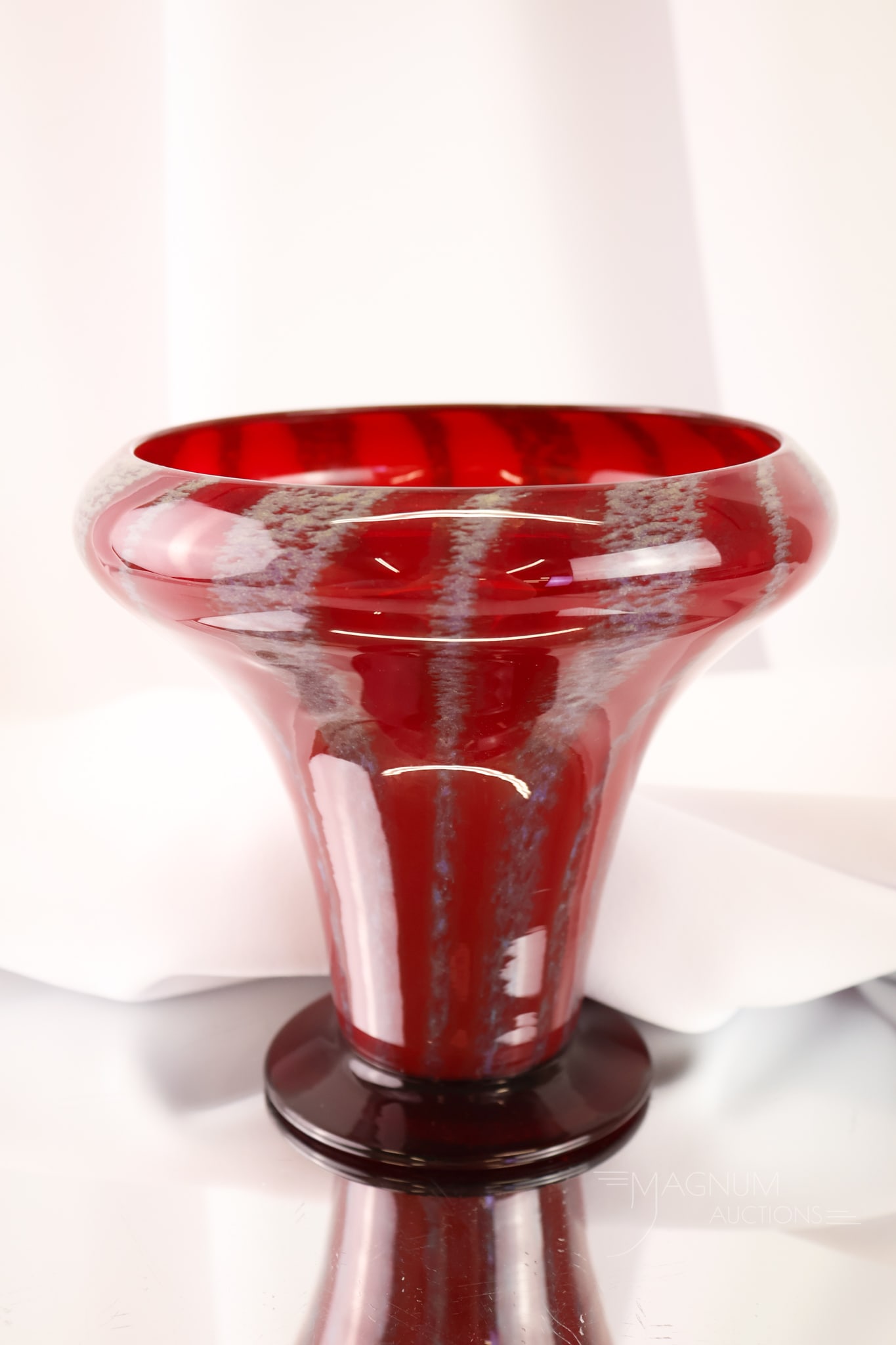 Rare signed Libbey Nash Art Glass Red Chintz Vase (1 of 5)
