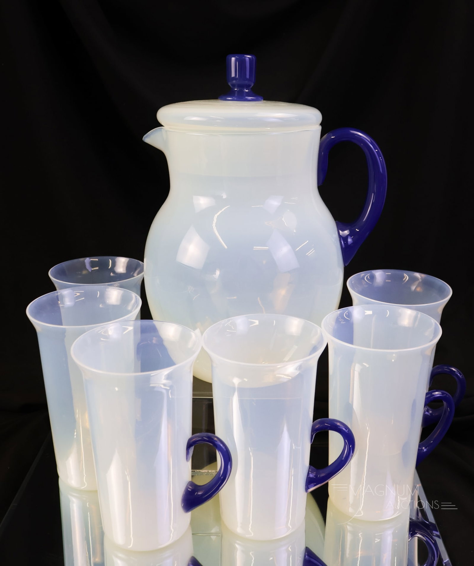 7 pc Fry Foval Opalescent Water Set with Blue (1 of 10)