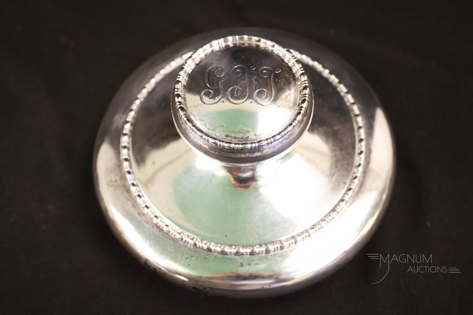 Antique Sterling Silver Momogrammed Lid 3.496 OZT (1 of 7)