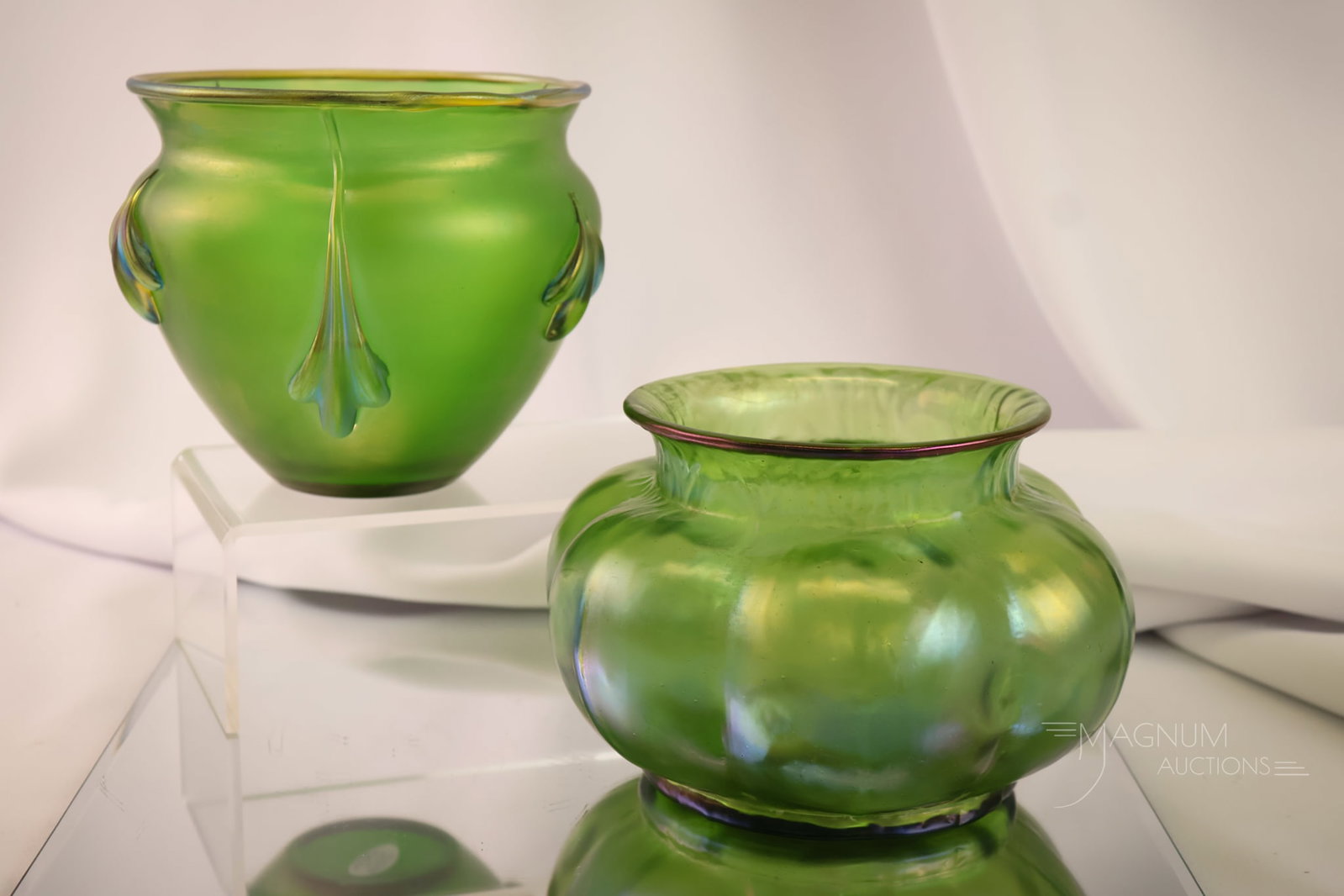 2 pc Lot Loetz Art Glass Vases Crete "Sapho" & "Rusticana" (1 of 7)